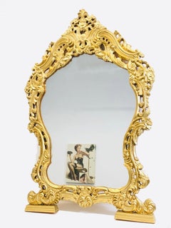 Großer Konsolenspiegel im Hollywood-Regency-Stil aus vergoldetem Holz, Italien, 1970er Jahre