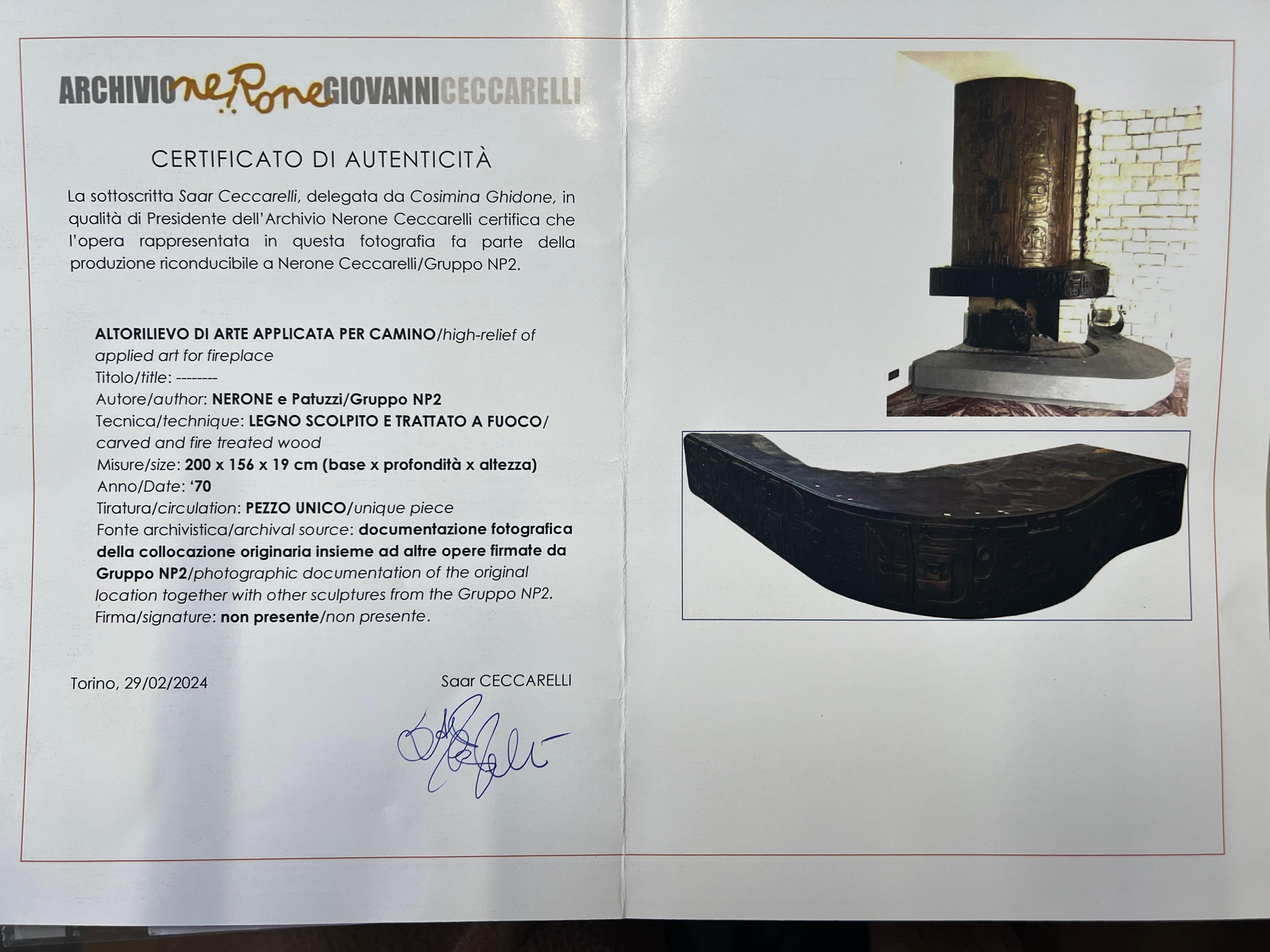 Large console shelf by Nerone Patuzzi with blue mirror shelf, certificate For Sale 5