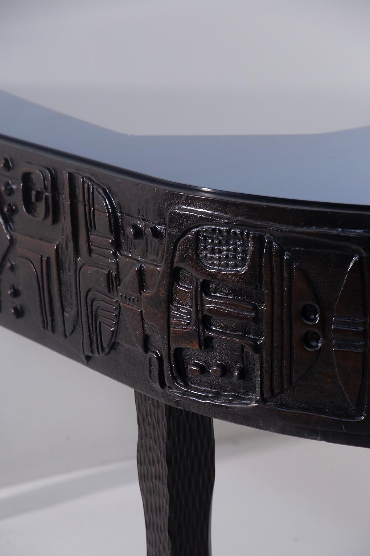 Large console shelf by Nerone Patuzzi with blue mirror shelf, certificate For Sale 4