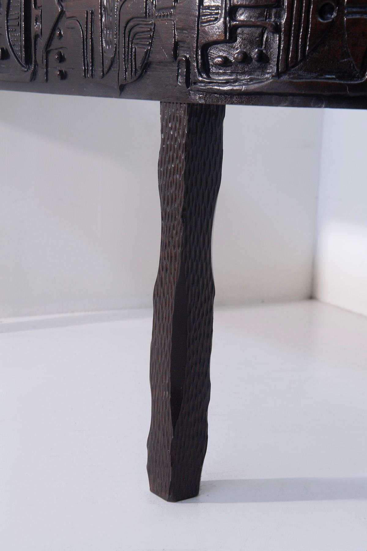 Large console shelf by Nerone Patuzzi with blue mirror shelf, certificate In Good Condition For Sale In Milano, IT