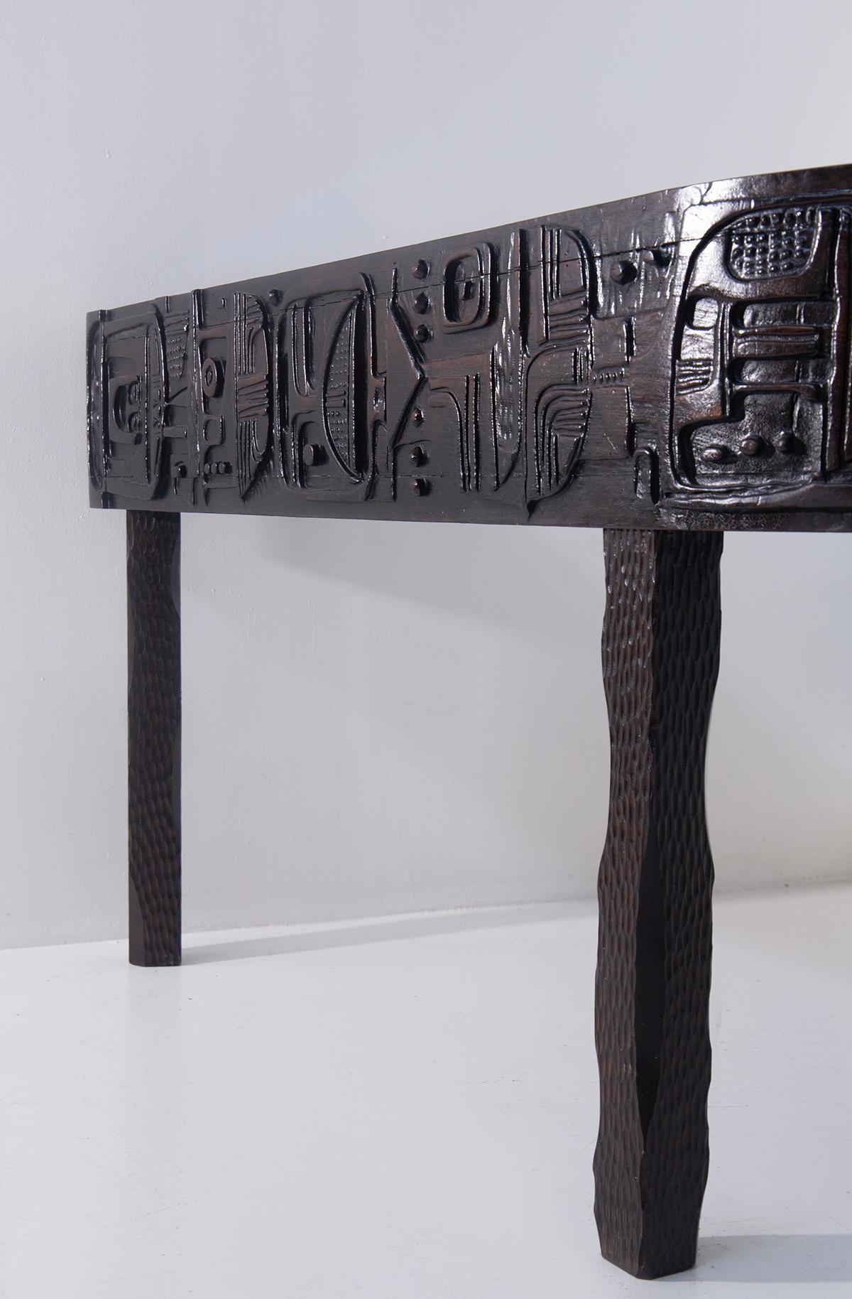 Mid-20th Century Large console shelf by Nerone Patuzzi with blue mirror shelf, certificate For Sale