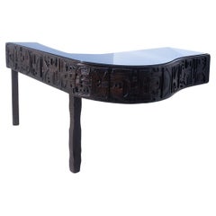 Large console shelf by Nerone Patuzzi with blue mirror shelf, certificate