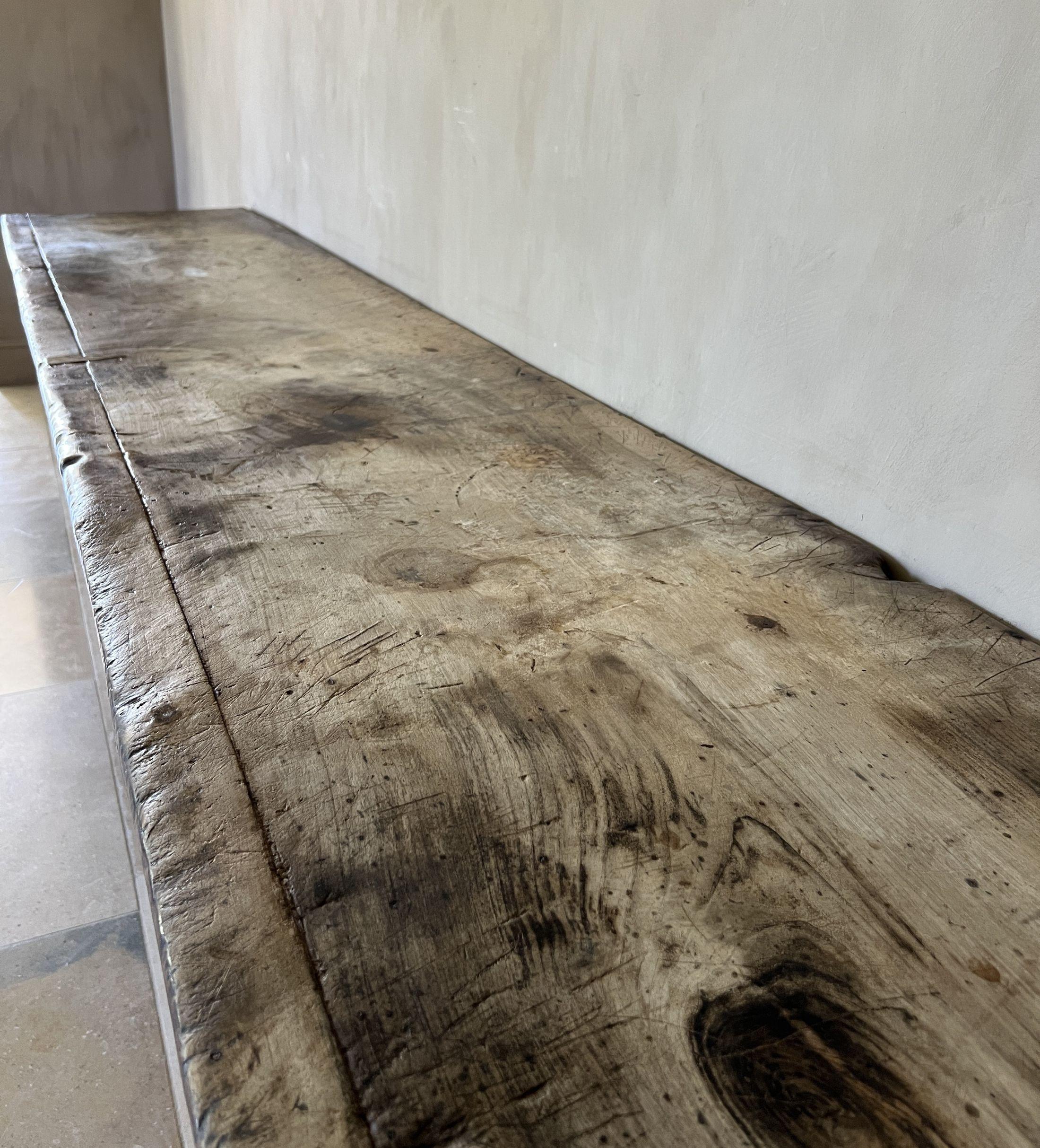 Contemporary Large console side table reclaimed wood For Sale