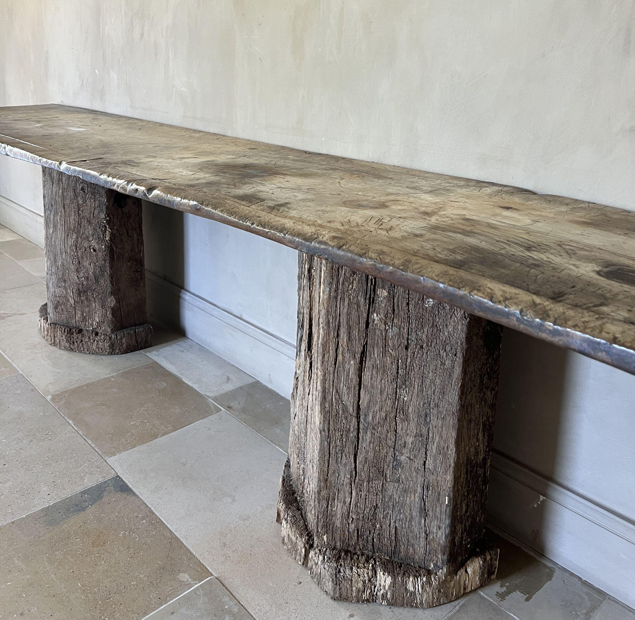 Large console side table reclaimed wood For Sale 1