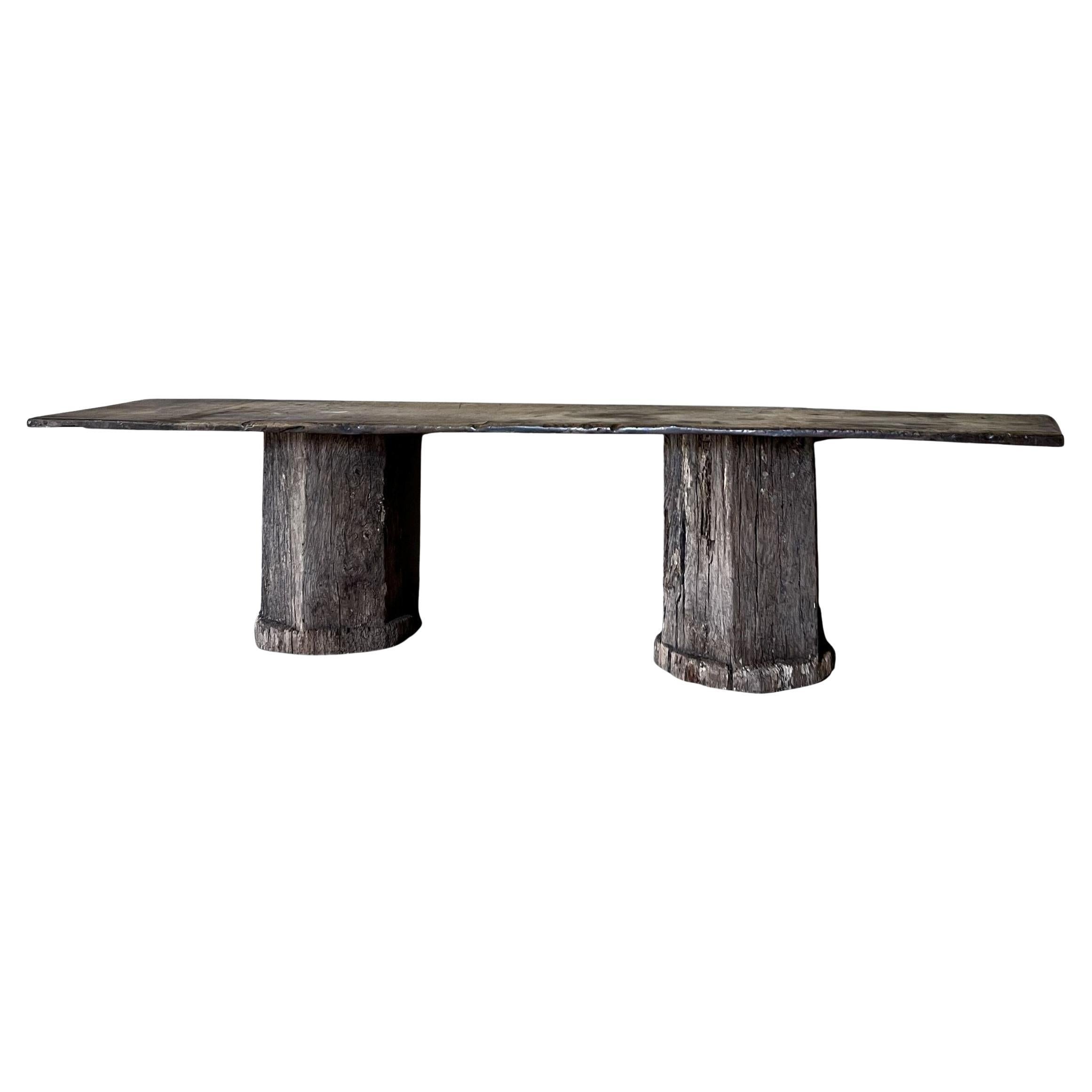 Mesa auxiliar consola grande de madera recuperada