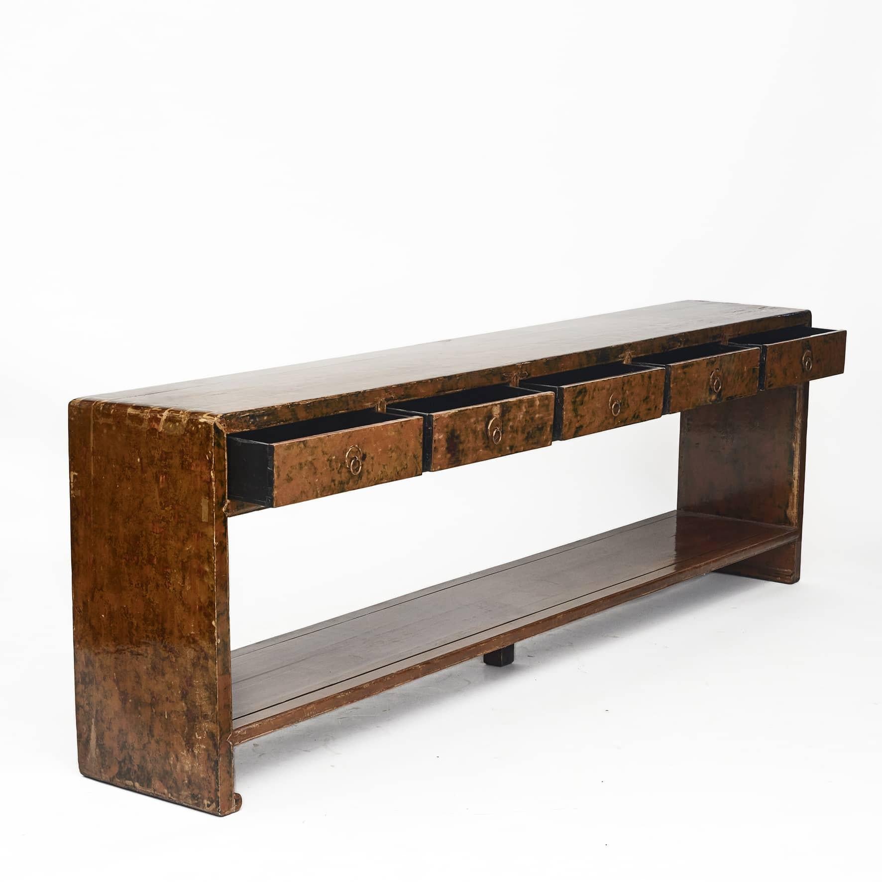 Chinese Large Art Deco Lacquered Console Table For Sale