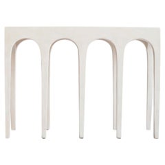 Large Console Table in Birch Finish Fiber Concrete Architectural Design