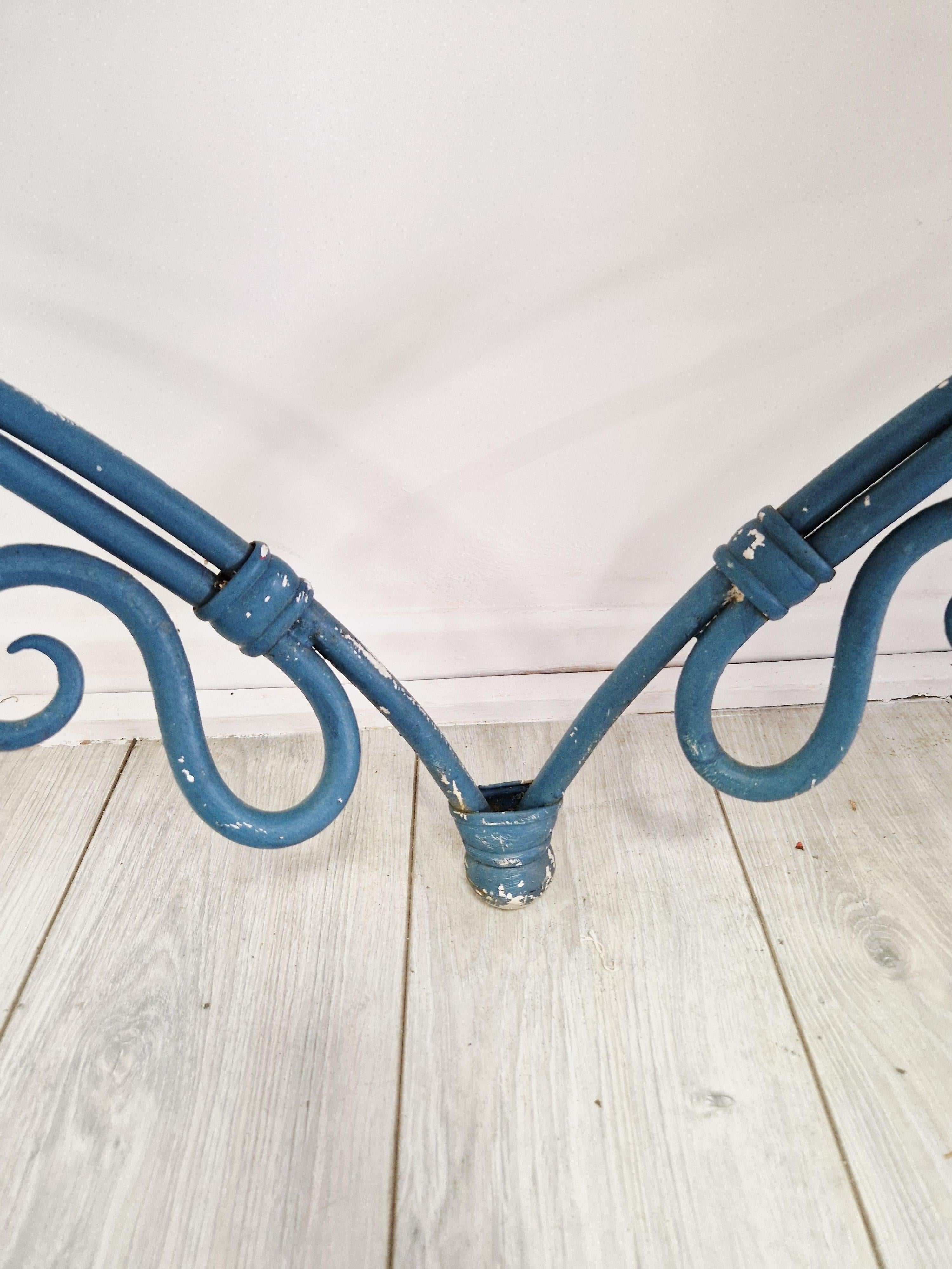 Large Console Table Vintage Blue Metal For Sale 4