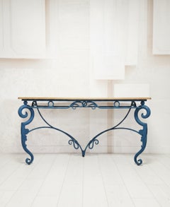 Large Console Table Vintage Blue Metal