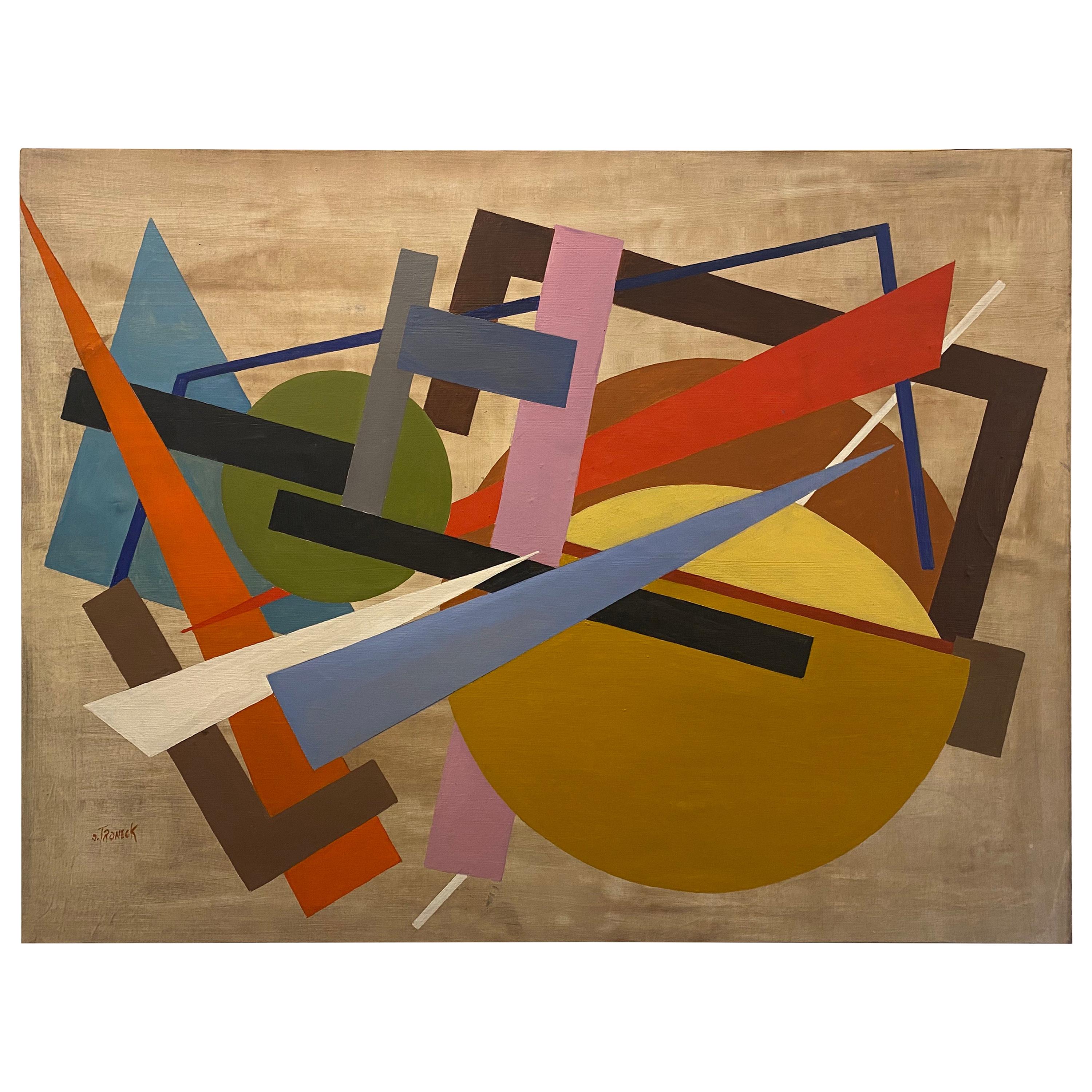 Large Constructivism Painting by Oscar Troneck