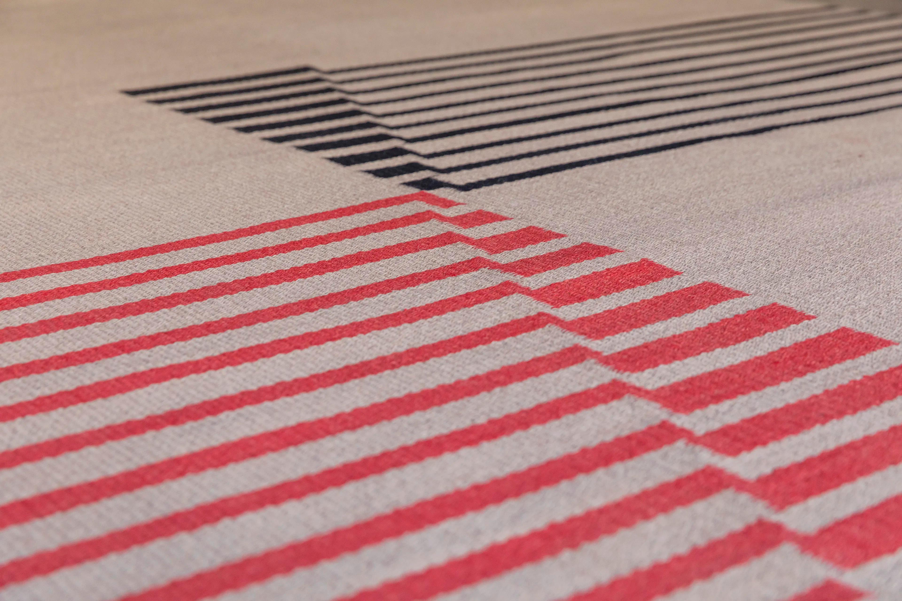 Large Constructivist Wool Rug by Antonín Kybal, Czechoslovak Avant-Garde, 1930s Hecho a máquina en venta