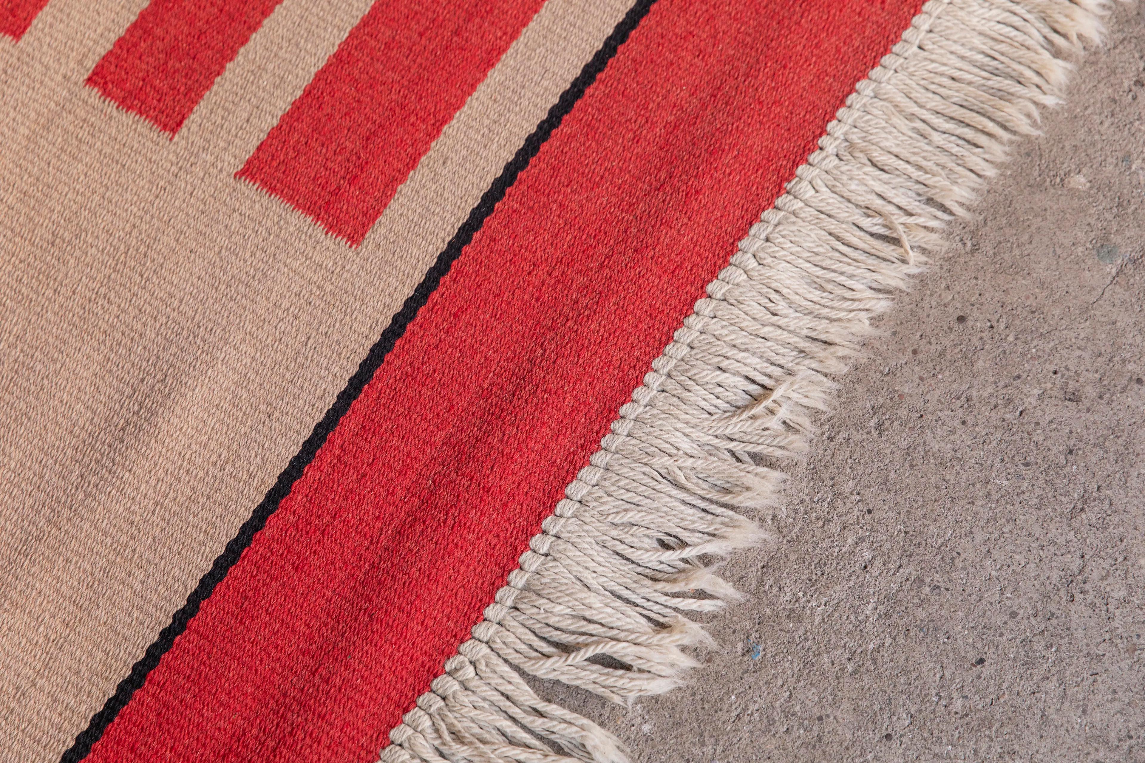 Large Constructivist Wool Rug by Antonín Kybal, Czechoslovak Avant-Garde, 1930s Lana en venta