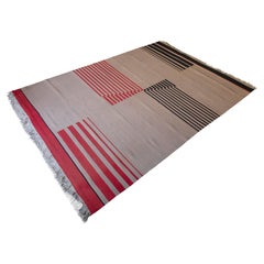 Large Constructivist Wool Rug by Antonín Kybal, Czechoslovak Avant-Garde, 1930s