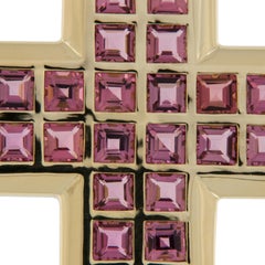 Large Contemporary 18 Karat Gold and Tourmaline Cross