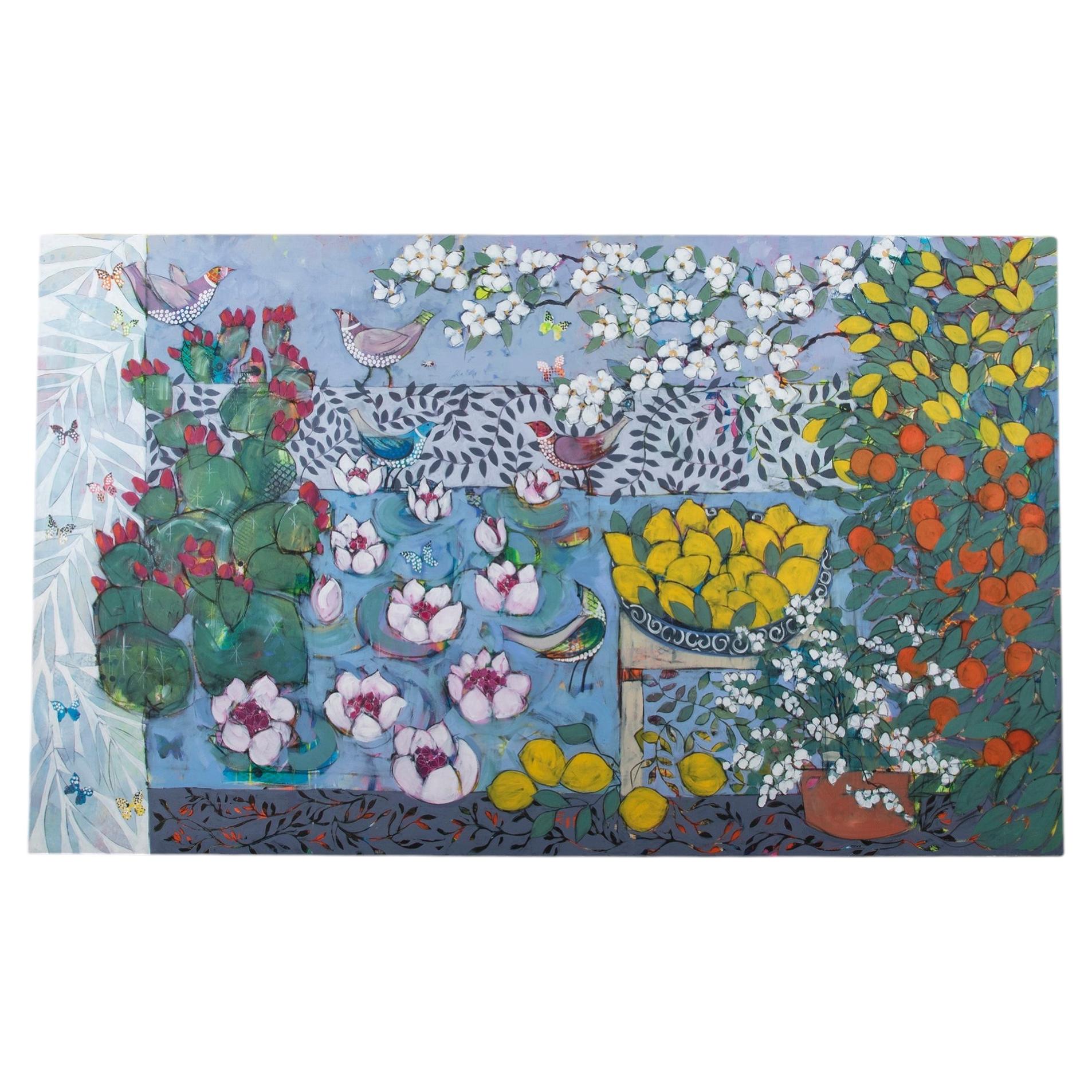 Large Contemporary Acrylic on Canvas Painting 'Cote D’Azure Garden'