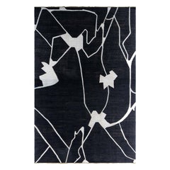 Grande tappeto contemporaneo in lana annodata a mano beige e nera di Doris Leslie Blau