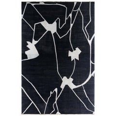 Alfombra contemporánea grande de lana anudada a mano beige negra de Doris Leslie Blau