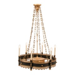 Large Contemporary Bespoke Gothic Medieval Style Old Iron and Guild Chandelier