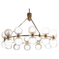 Large Contemporary Brass and Glass Chandelier