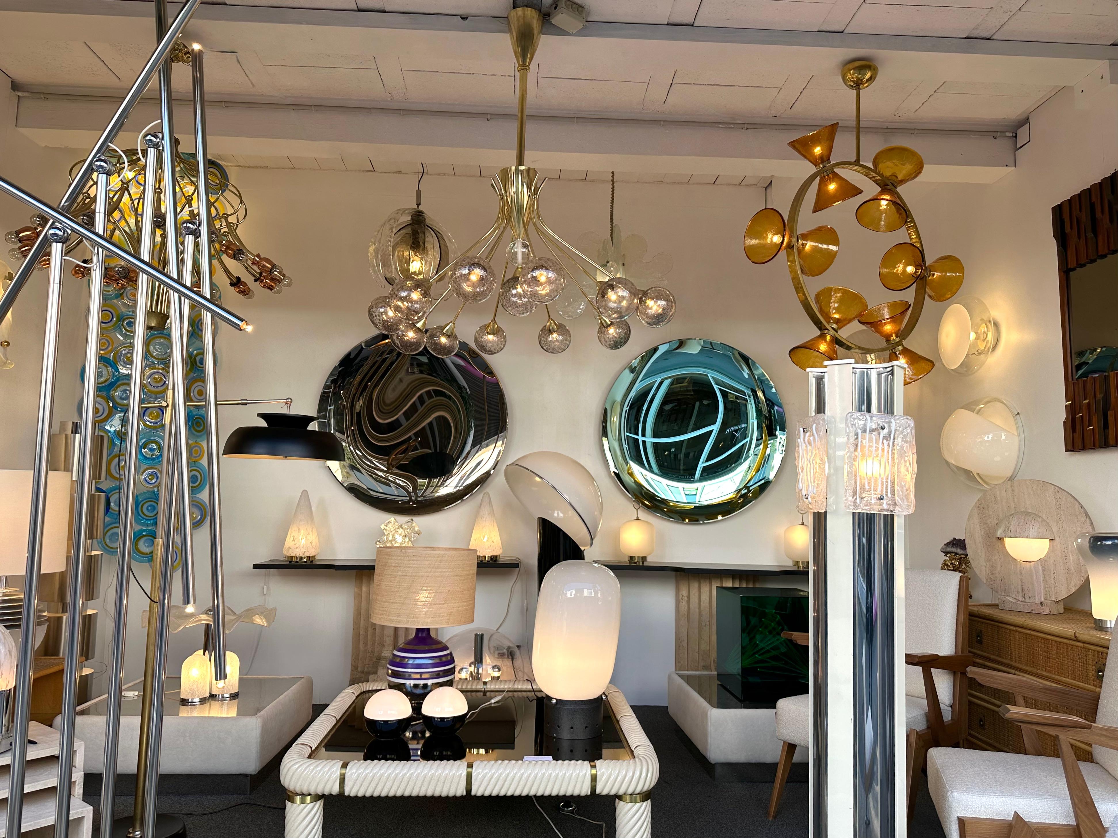 Large Contemporary Brass Chandelier Grey Bubble Murano Glass Ball, Italy In New Condition In SAINT-OUEN, FR