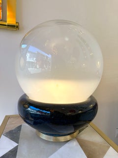 Large Contemporary Brass Murano Glass and Ceramic Lamp, Italy