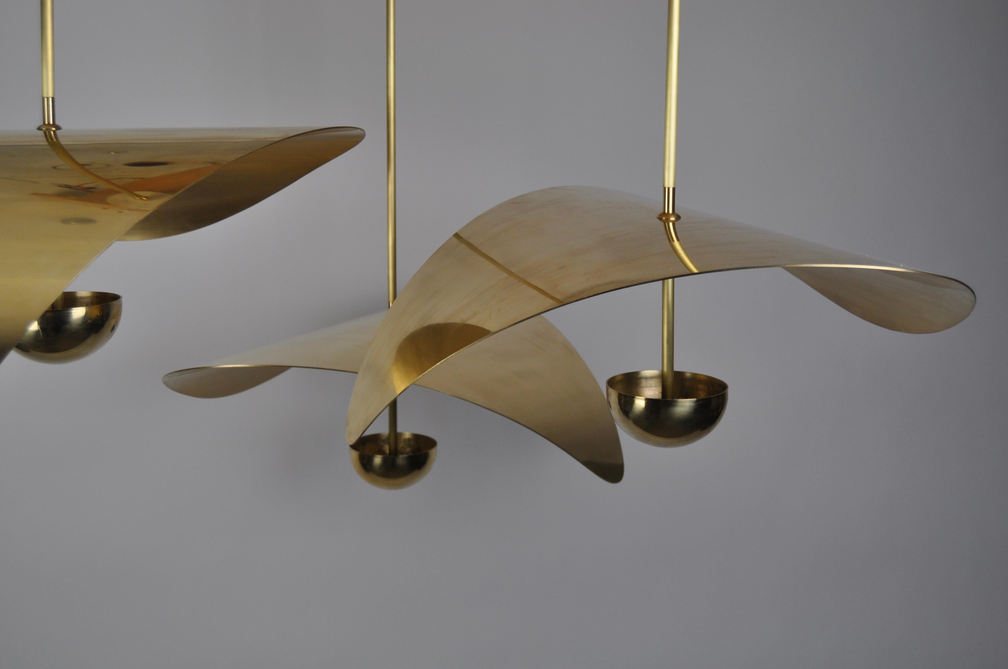 Large Contemporary Brass Sculptural Chandelier, Handmade in Sweden For Sale 5