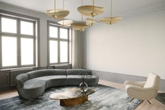 Large Contemporary Brass Sculptural Chandelier, Handmade in Sweden