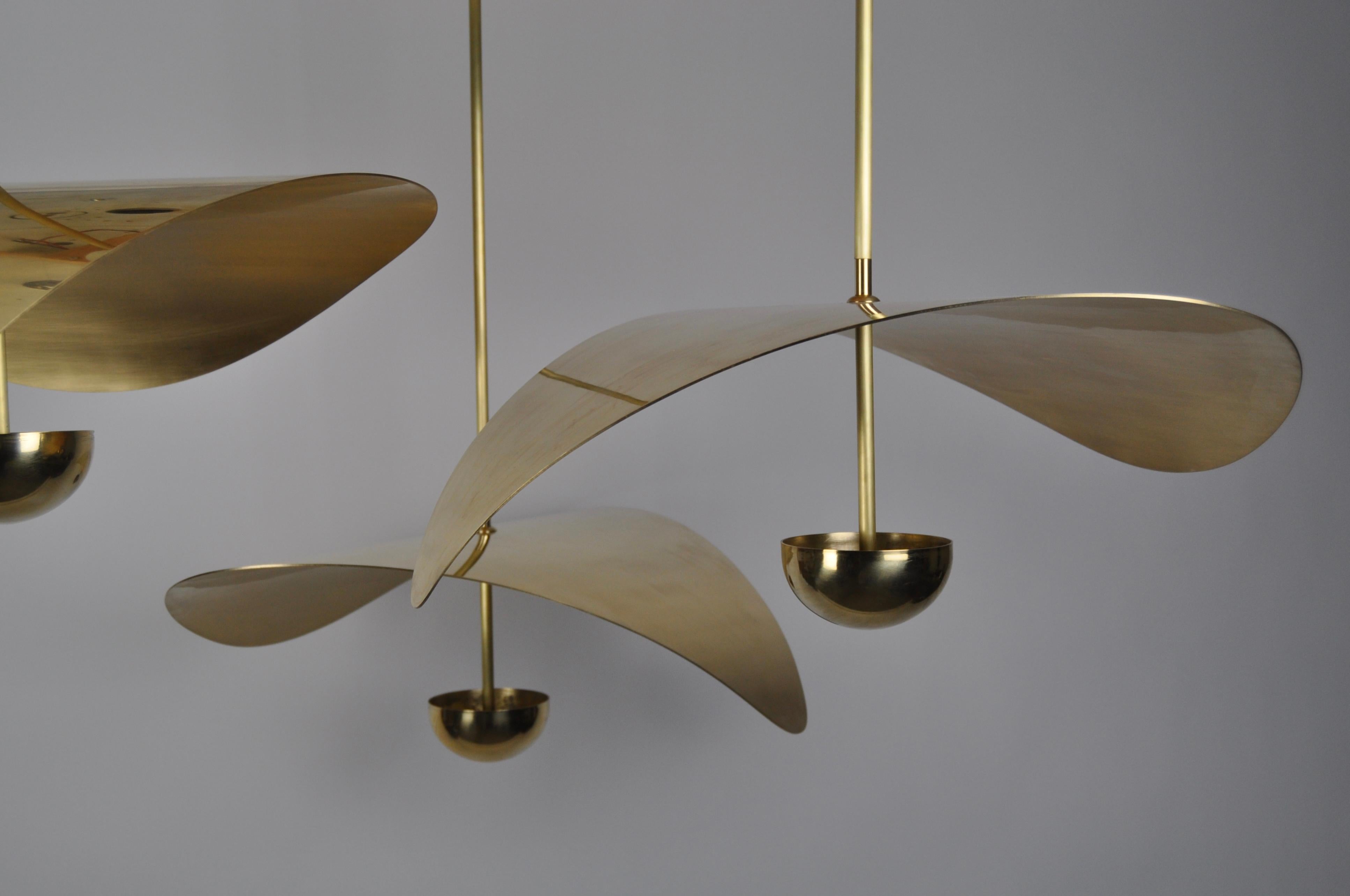 Scandinavian Large Contemporary Brass Sculptural Chandelier, Handmade in Sweden