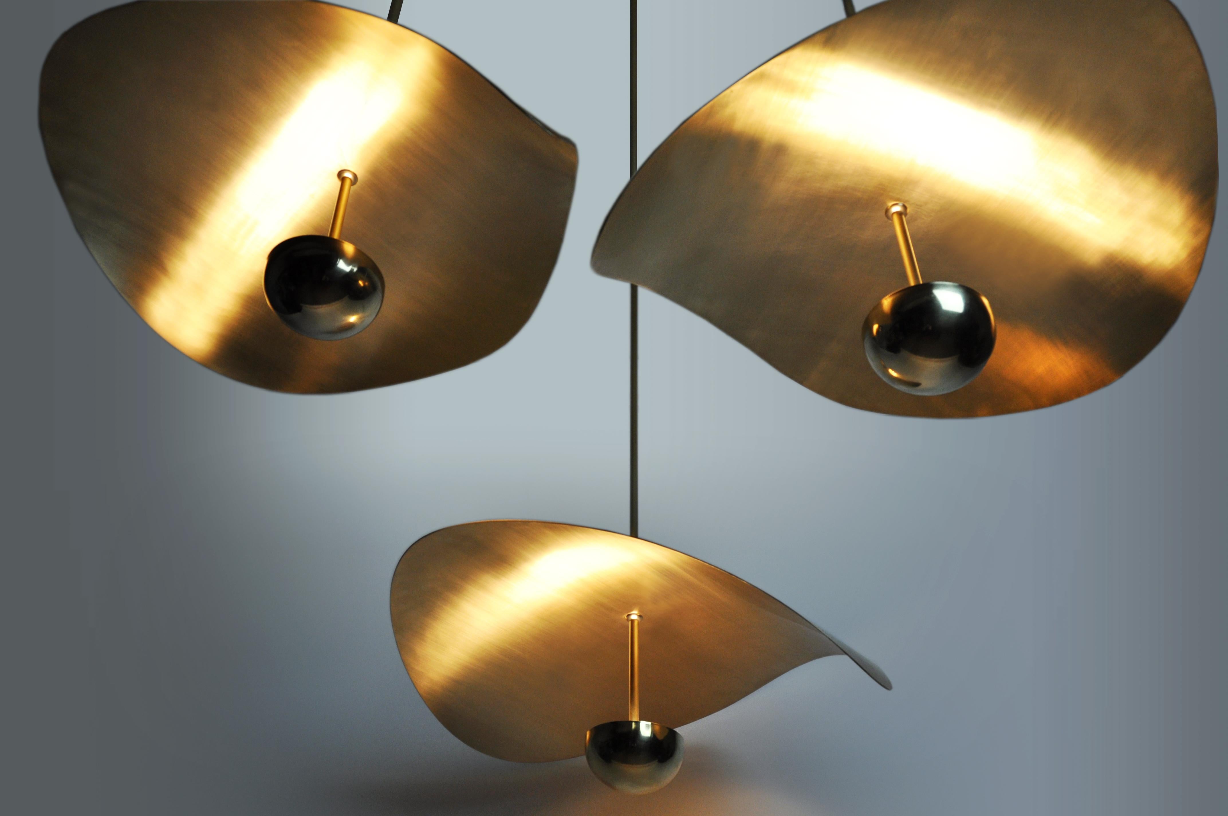 Large Contemporary Brass Sculptural Chandelier, Handmade in Sweden For Sale 2