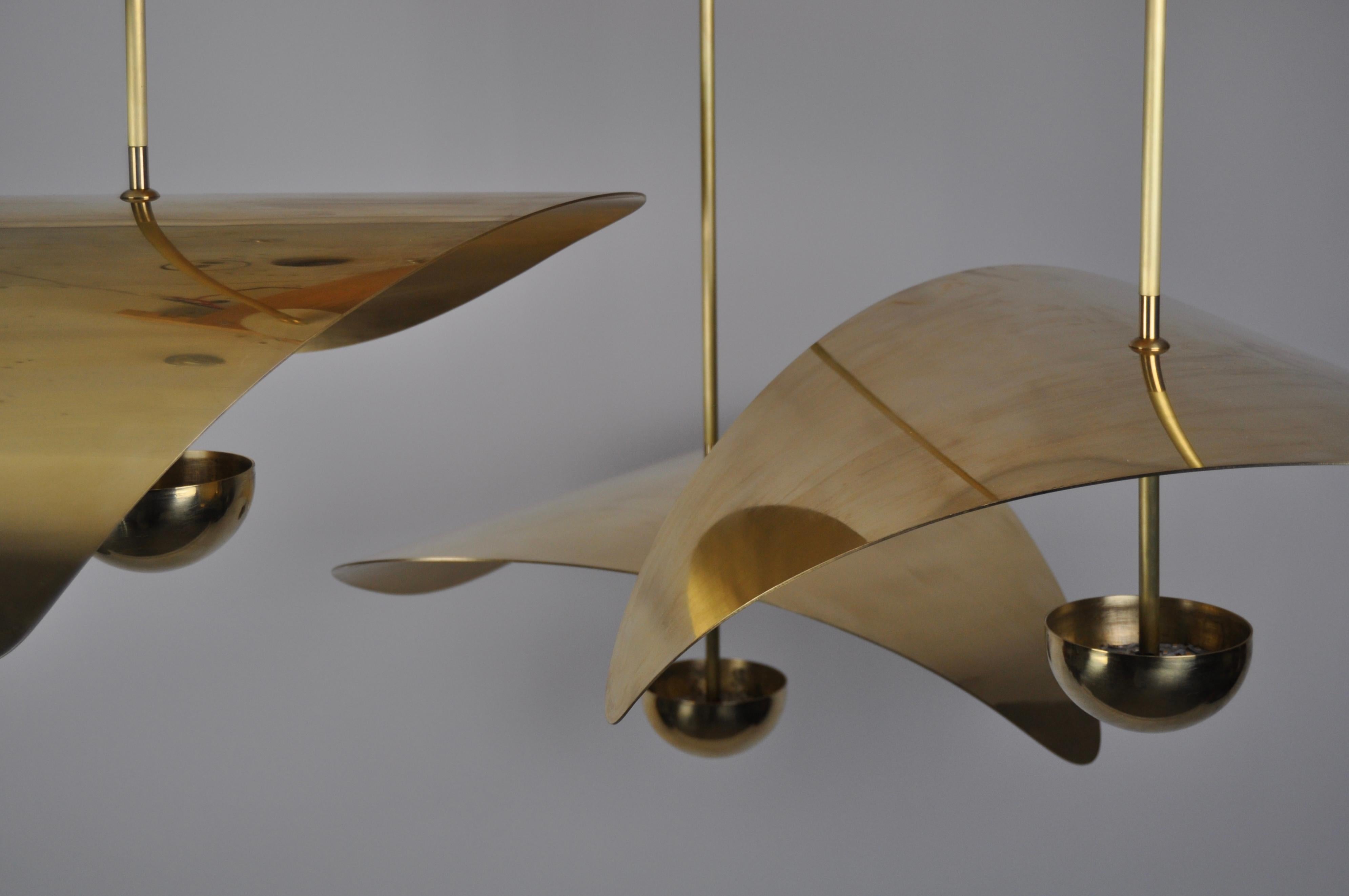 Large Contemporary Brass Sculptural Chandelier, Handmade in Sweden For Sale 4