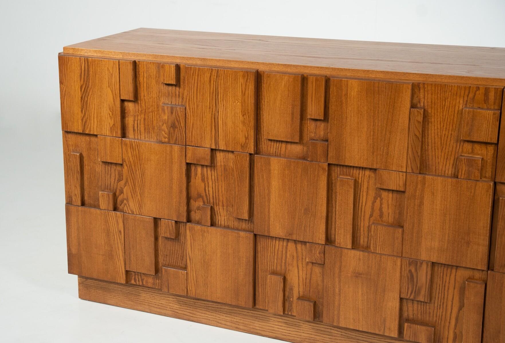 Wood Large Contemporary Brutalist Sideboard, Italy For Sale