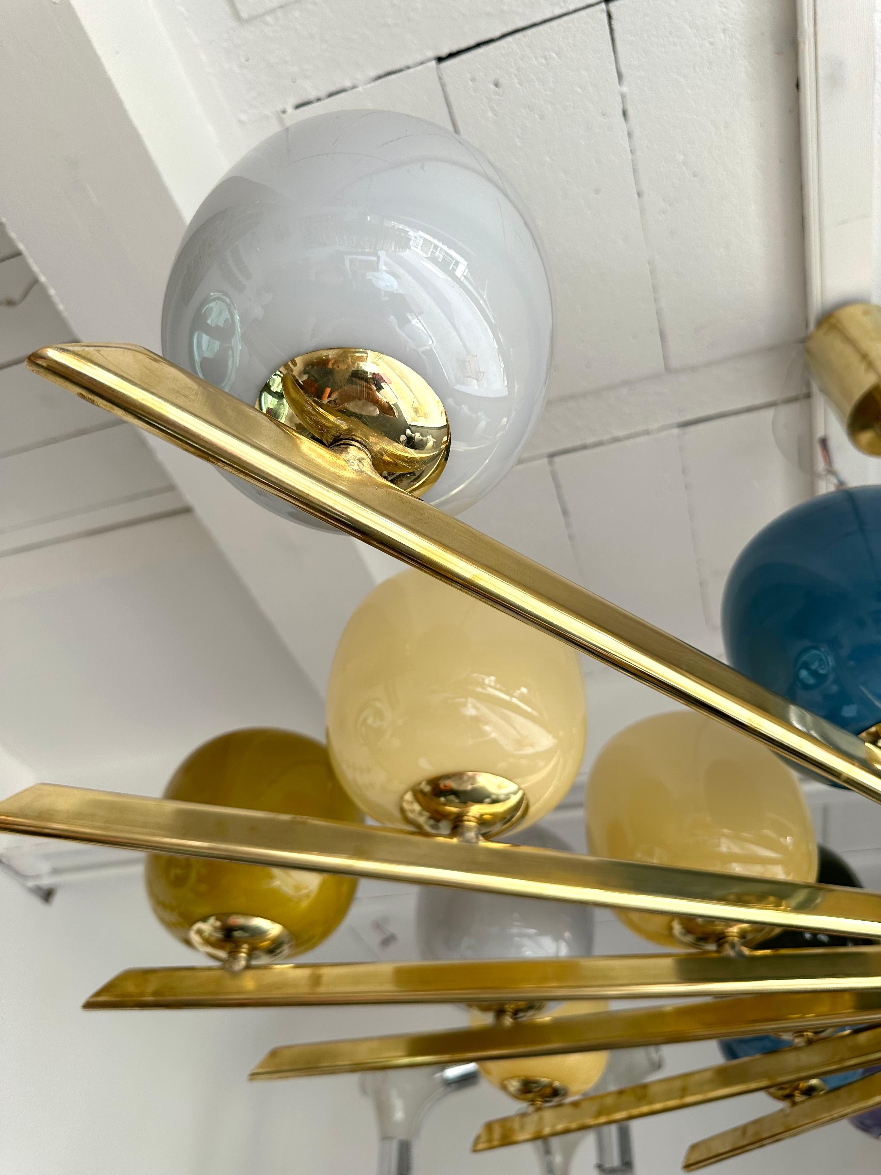 Großer Contemporary Candy Kronleuchter Messing und Murano Glas , Italien 4
