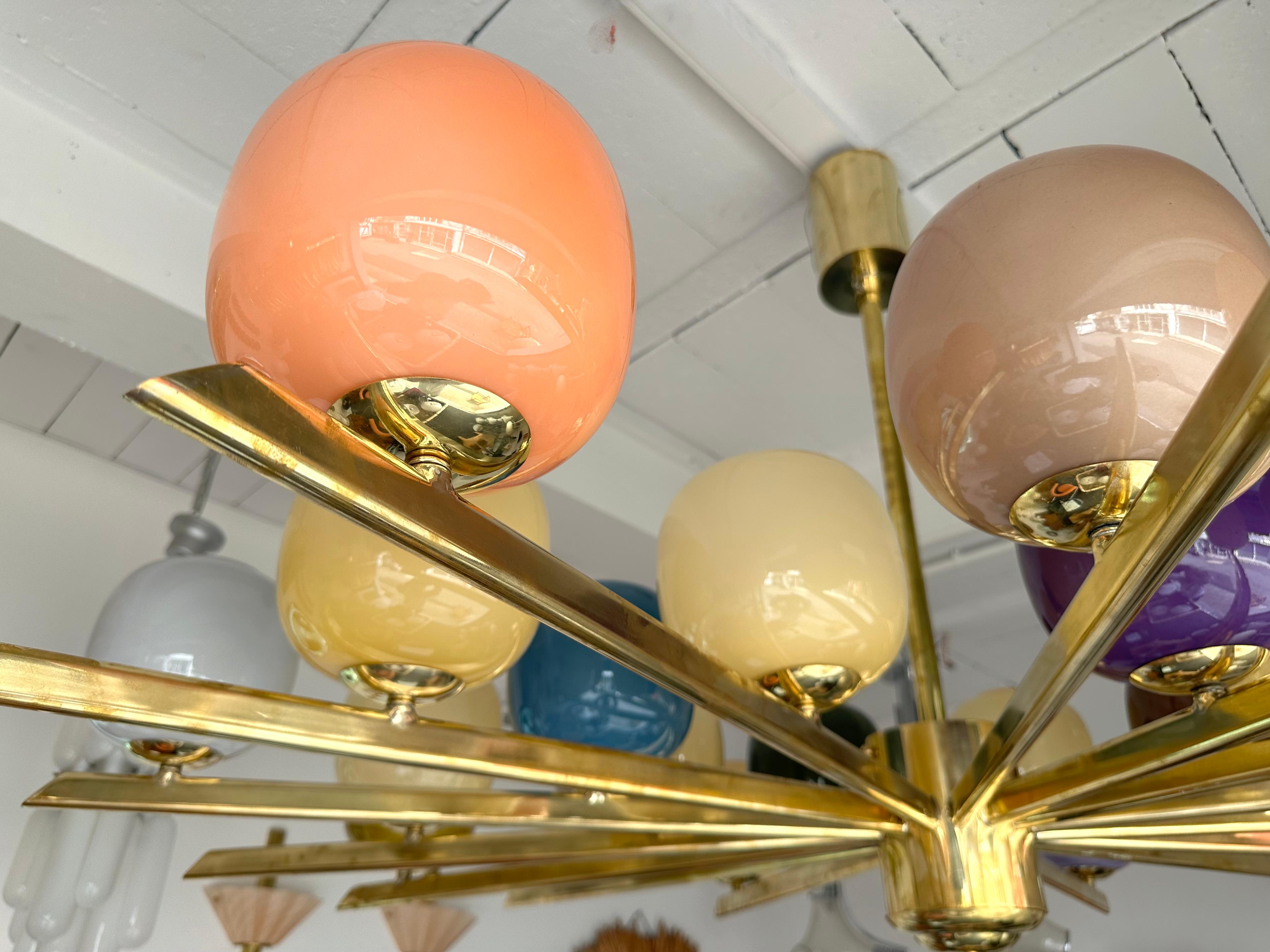 Großer Contemporary Candy Kronleuchter Messing und Murano Glas , Italien 6