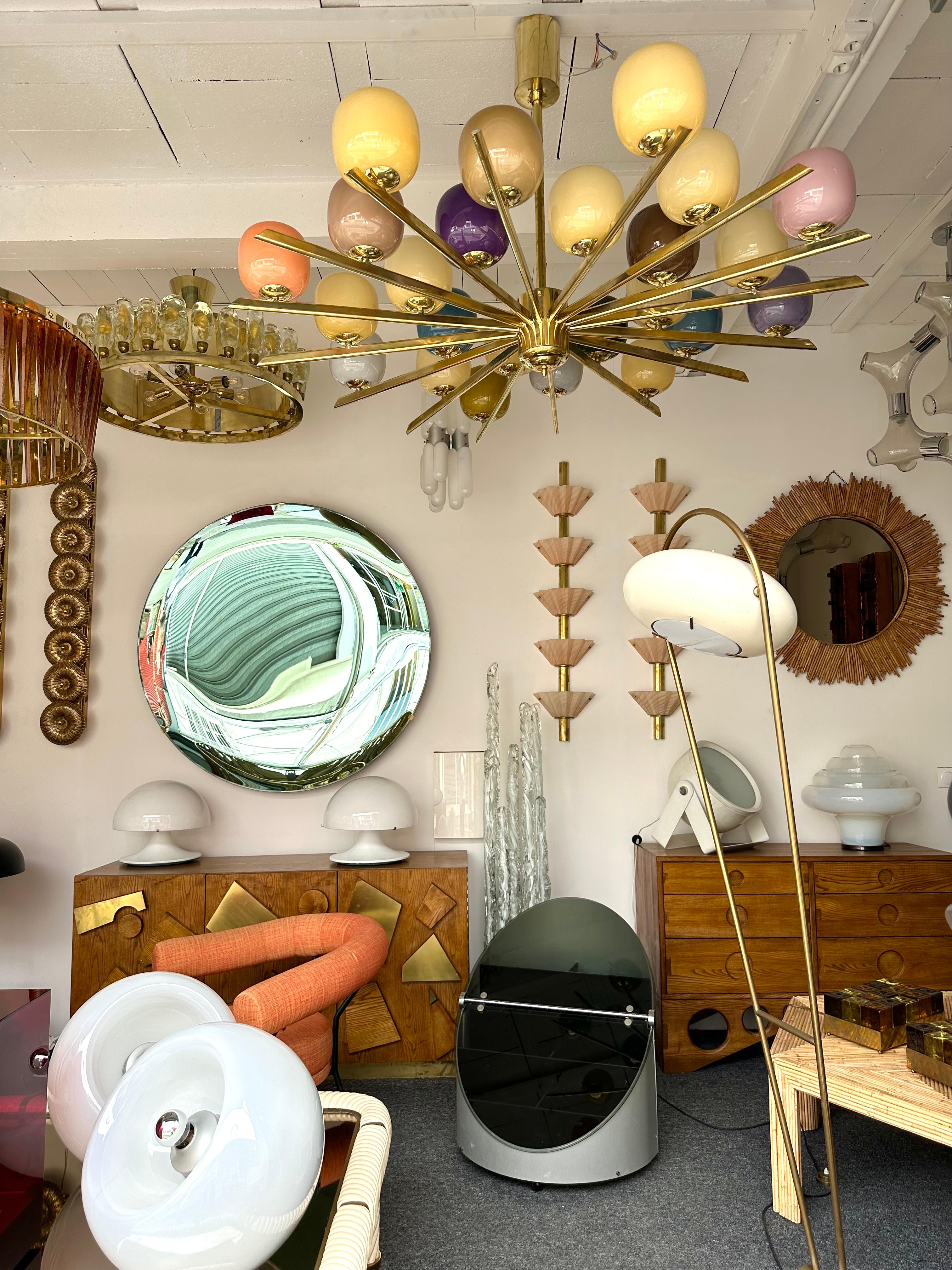 Grand lustre contemporain en laiton et verre de Murano , Italie Bon état à SAINT-OUEN, FR