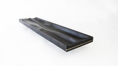 Large Contemporary Carved Walnut Ebonized Tray with Brass Accent