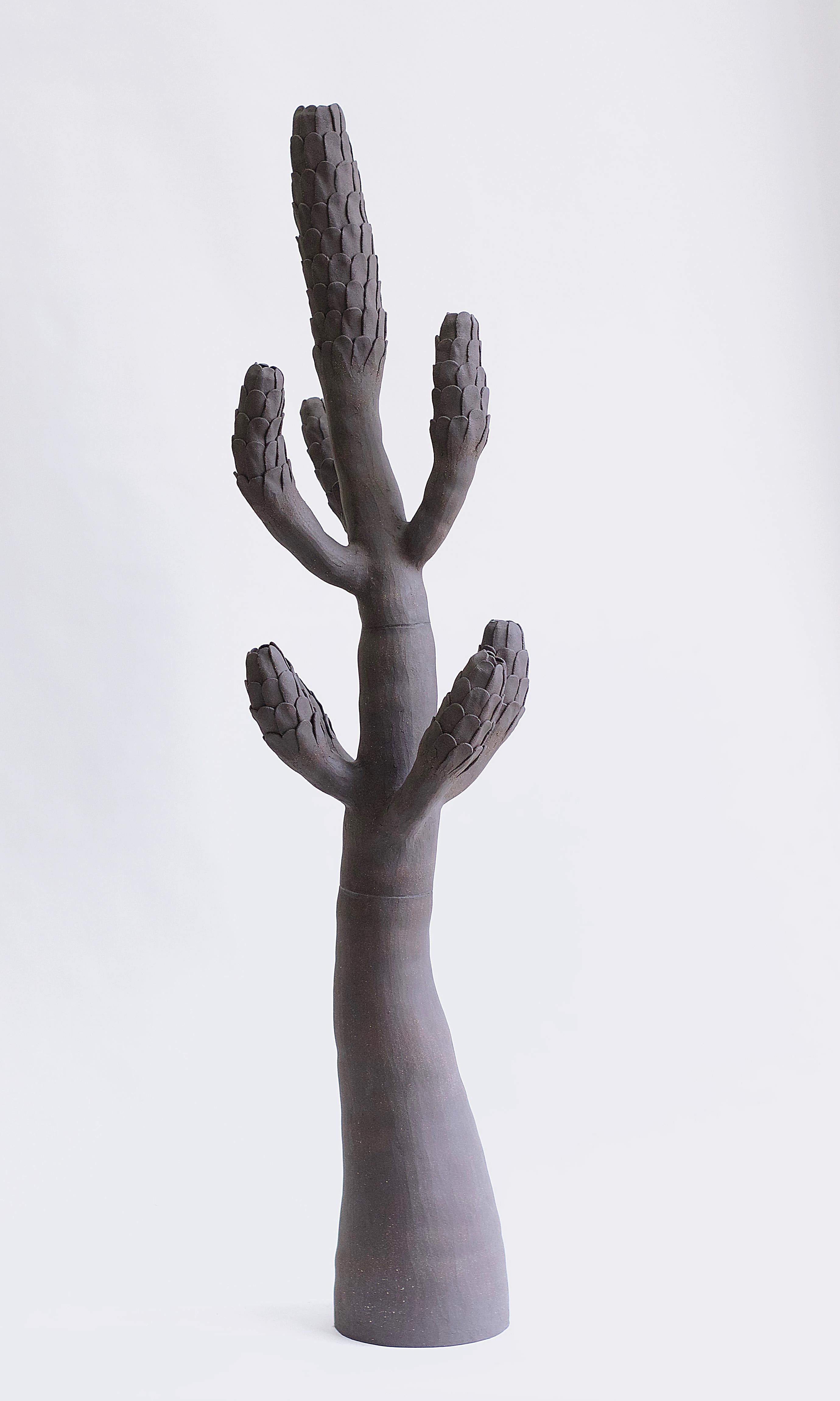 French Large Contemporary Ceramic Cactus Sculpture, Grand Cactus Ecailles For Sale