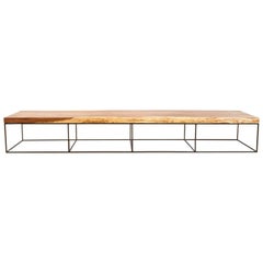 Large Contemporary Coffee Table in Suar and Black Metal, Dutch Modern Design