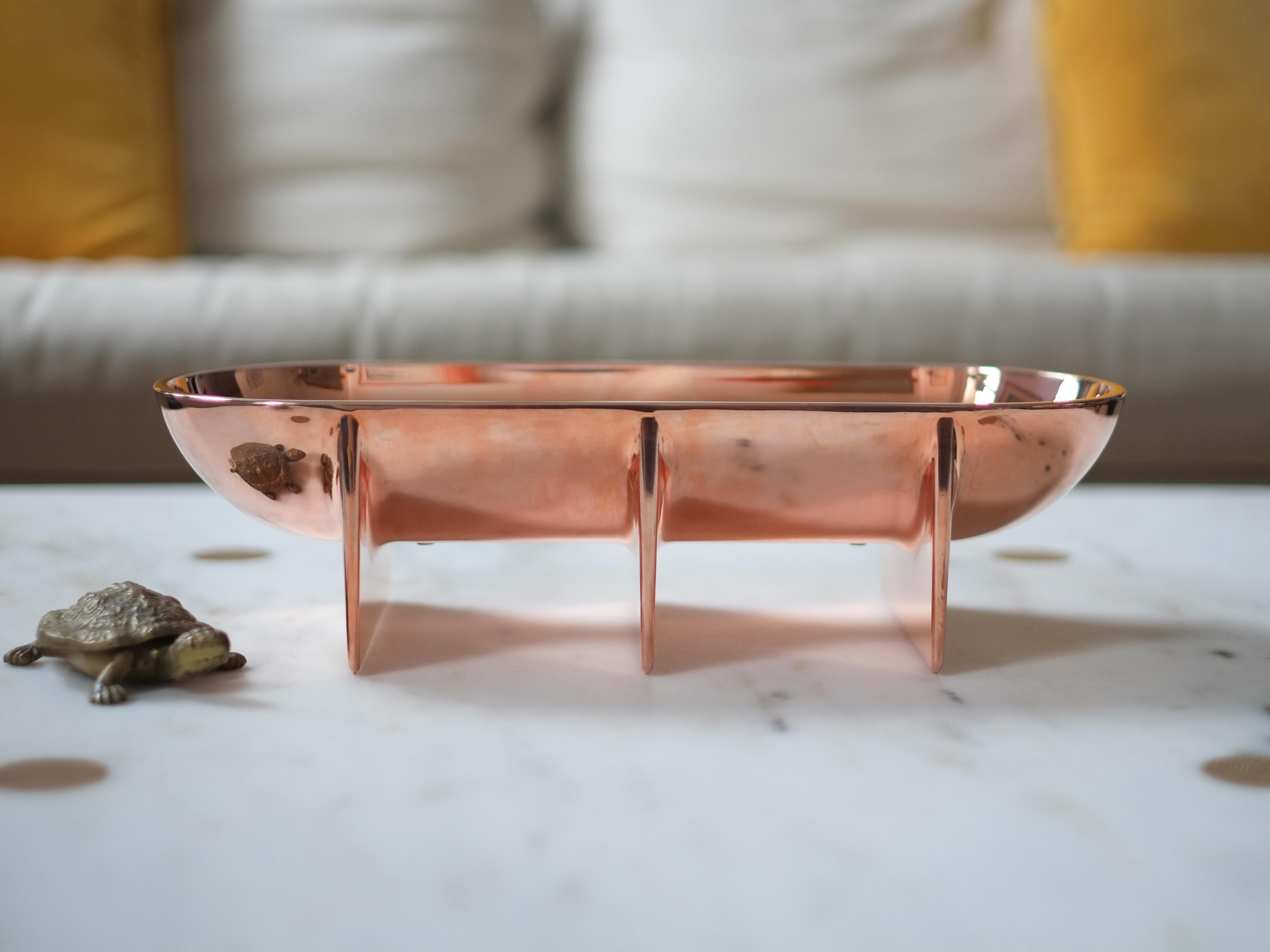 American Large Contemporary Copper Standing Bowl by Fort Standard, in Stock