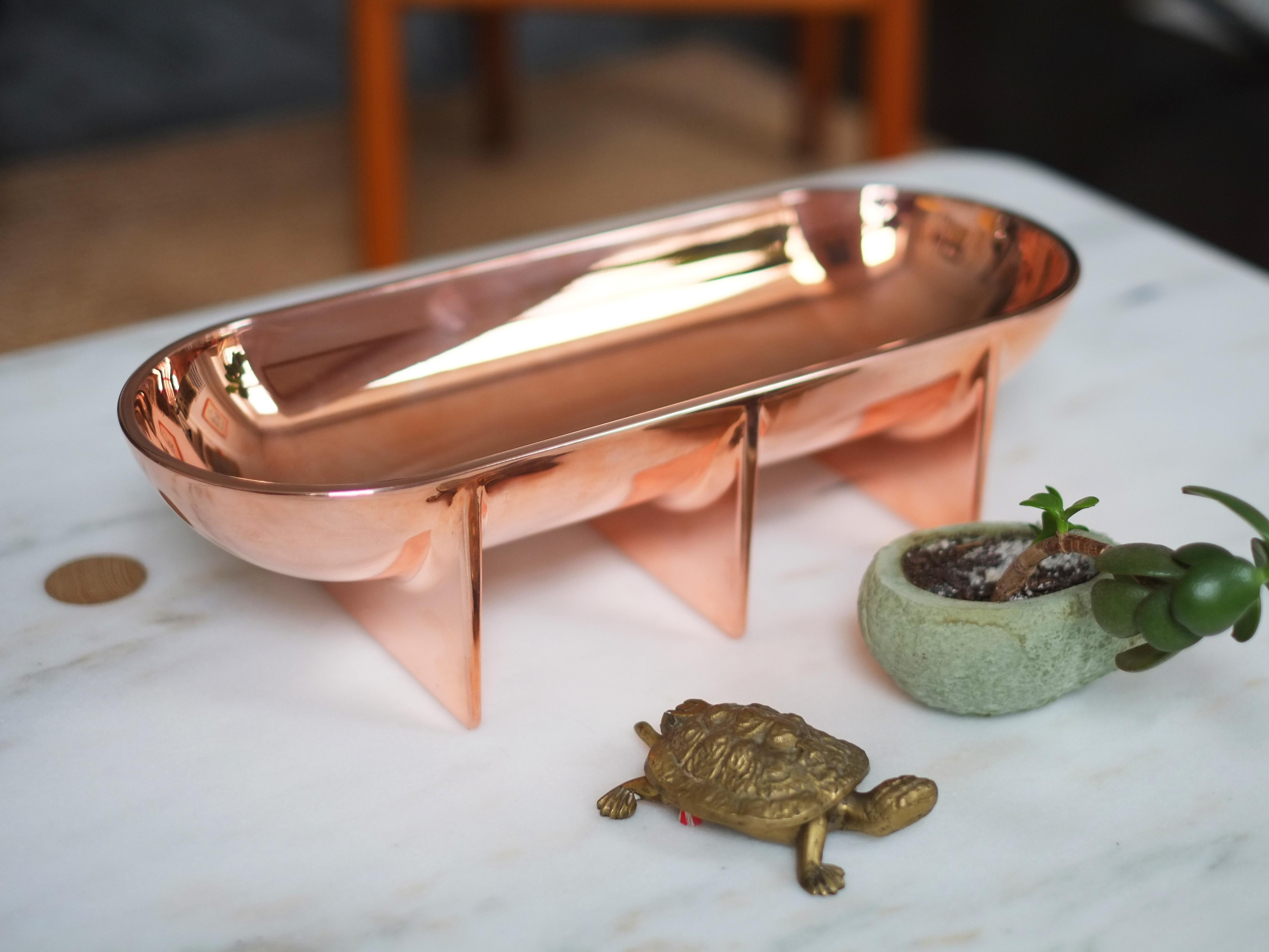 Large Contemporary Copper Standing Bowl by Fort Standard, in Stock In New Condition In Brooklyn, NY