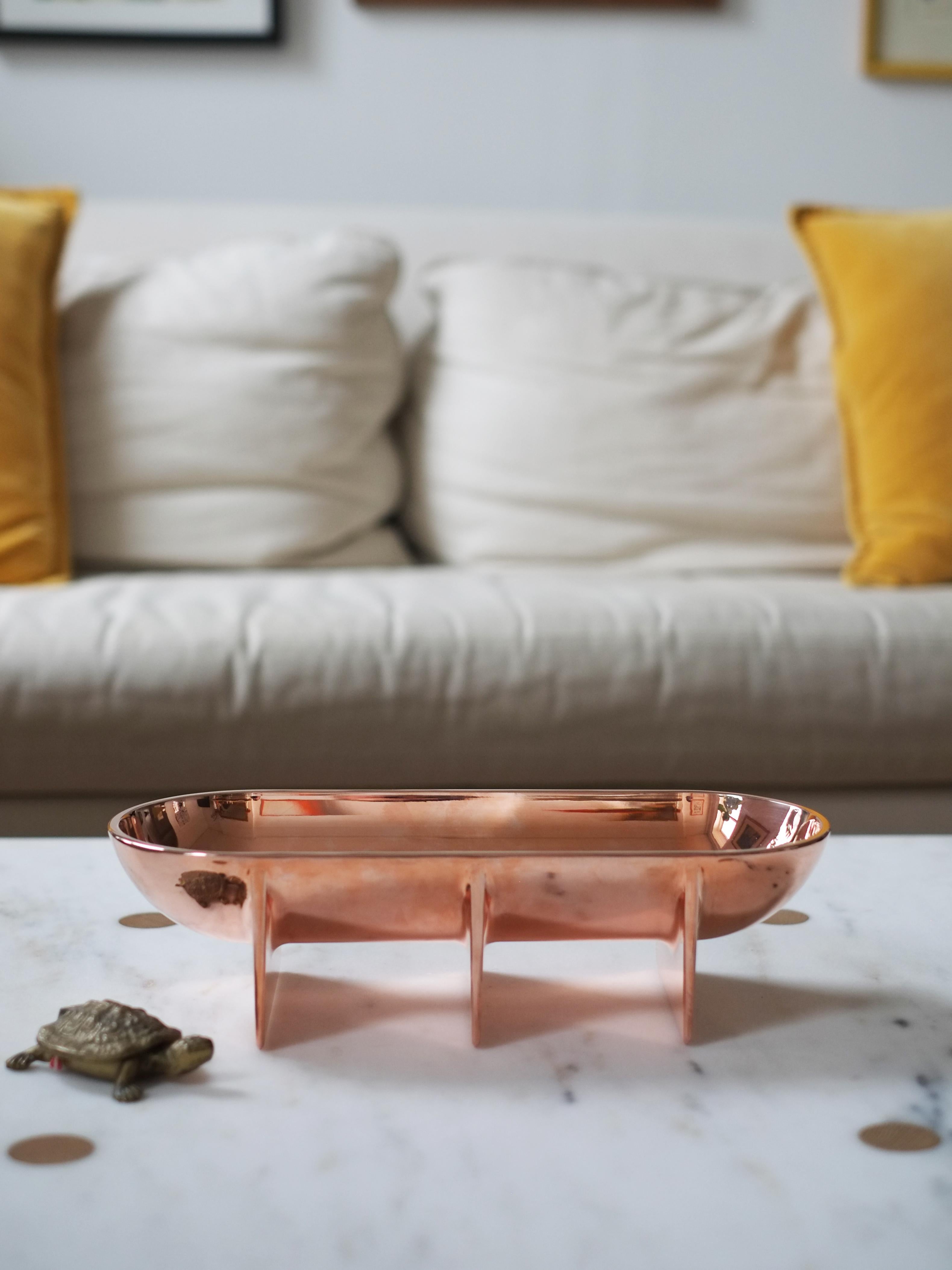 Large Contemporary Copper Standing Bowl by Fort Standard, in Stock 2