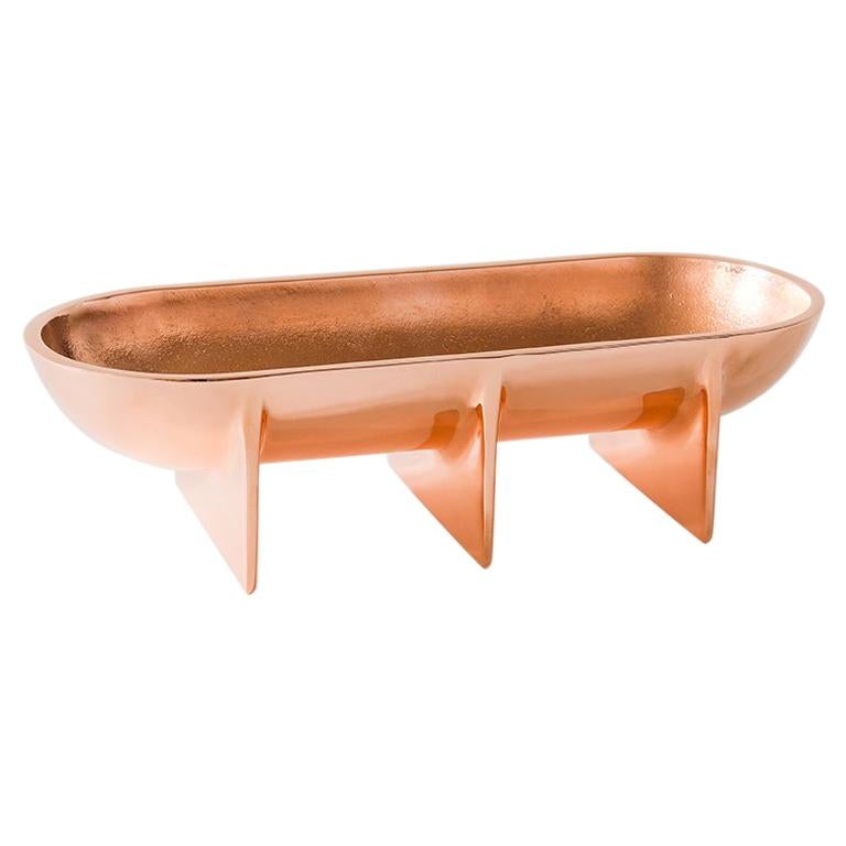 Large Contemporary Copper Standing Bowl by Fort Standard, in Stock