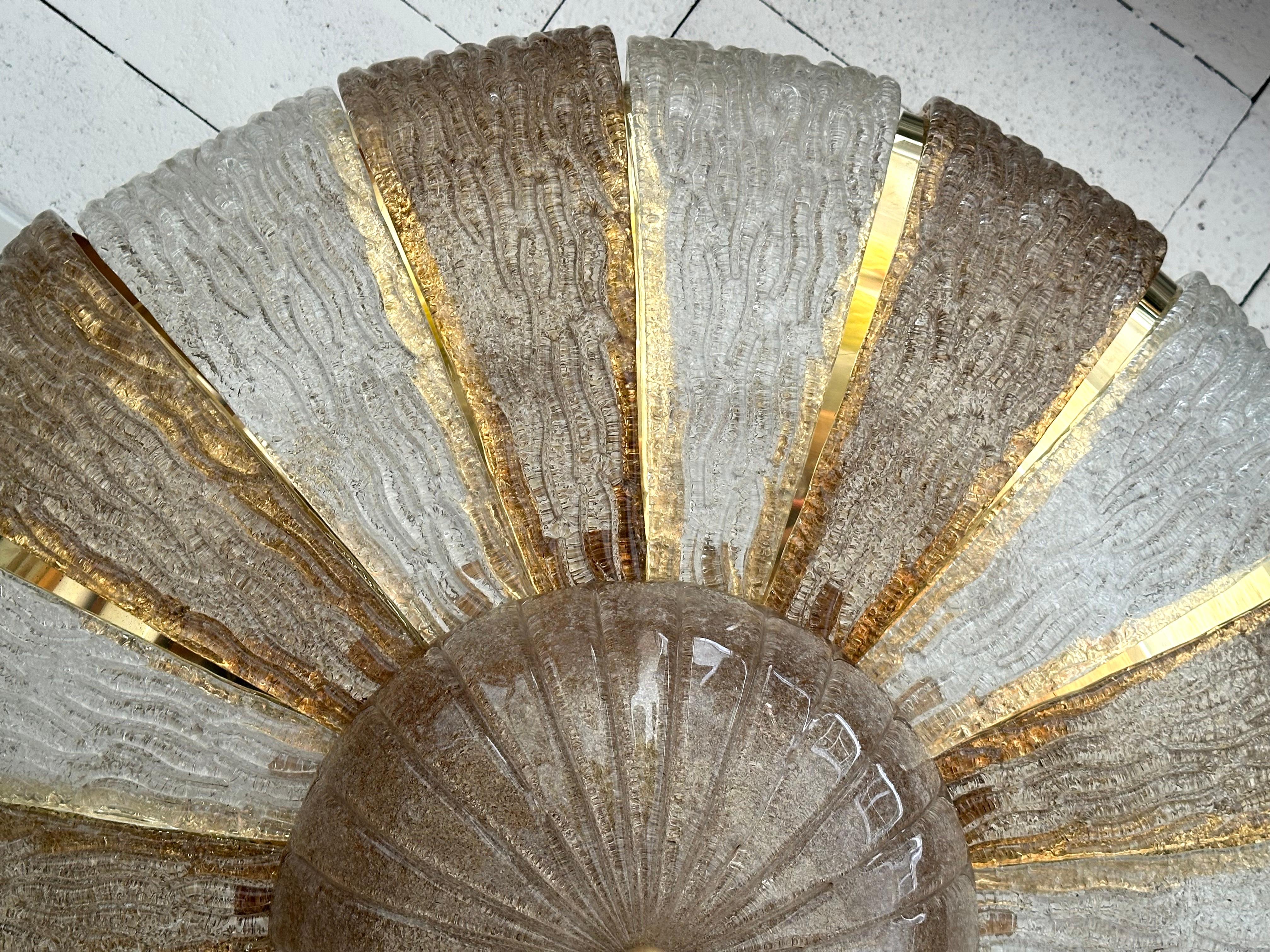 Large Contemporary Crown Chandelier Brass and Murano Glass , Italy For Sale 8