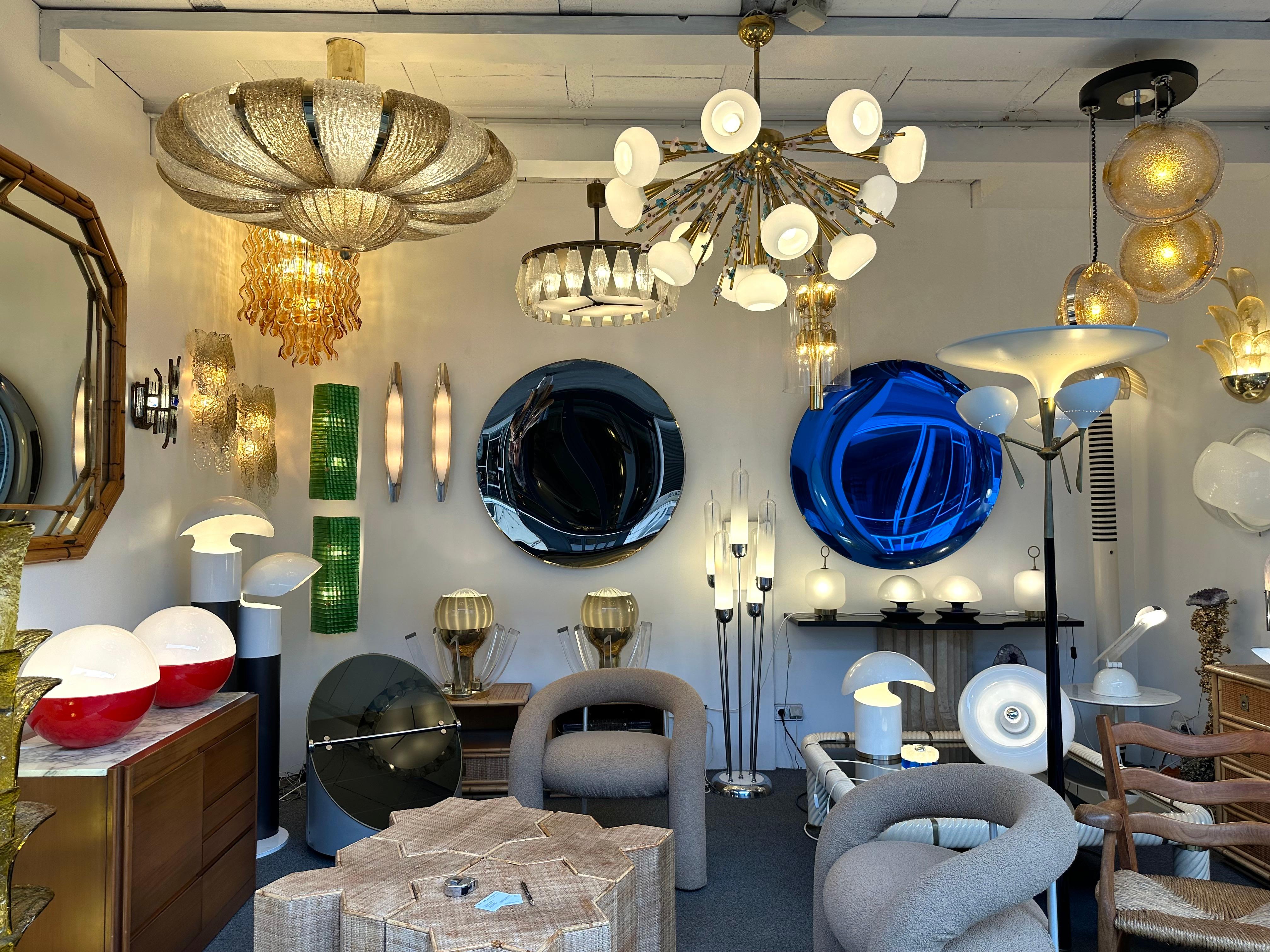 Mid-Century Modern Large Contemporary Crown Chandelier Brass and Murano Glass , Italy For Sale