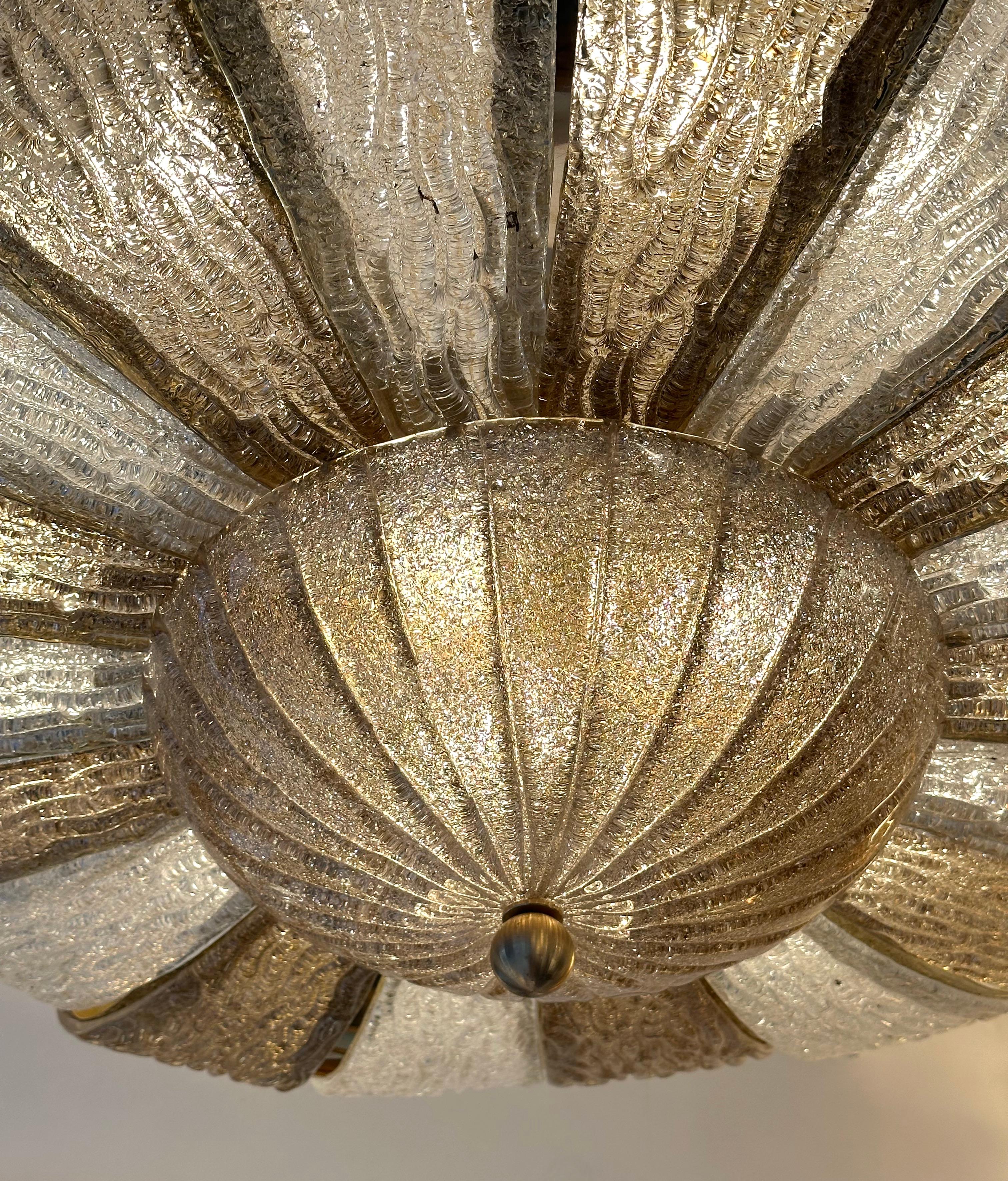 Large Contemporary Crown Chandelier Brass and Murano Glass , Italy For Sale 1
