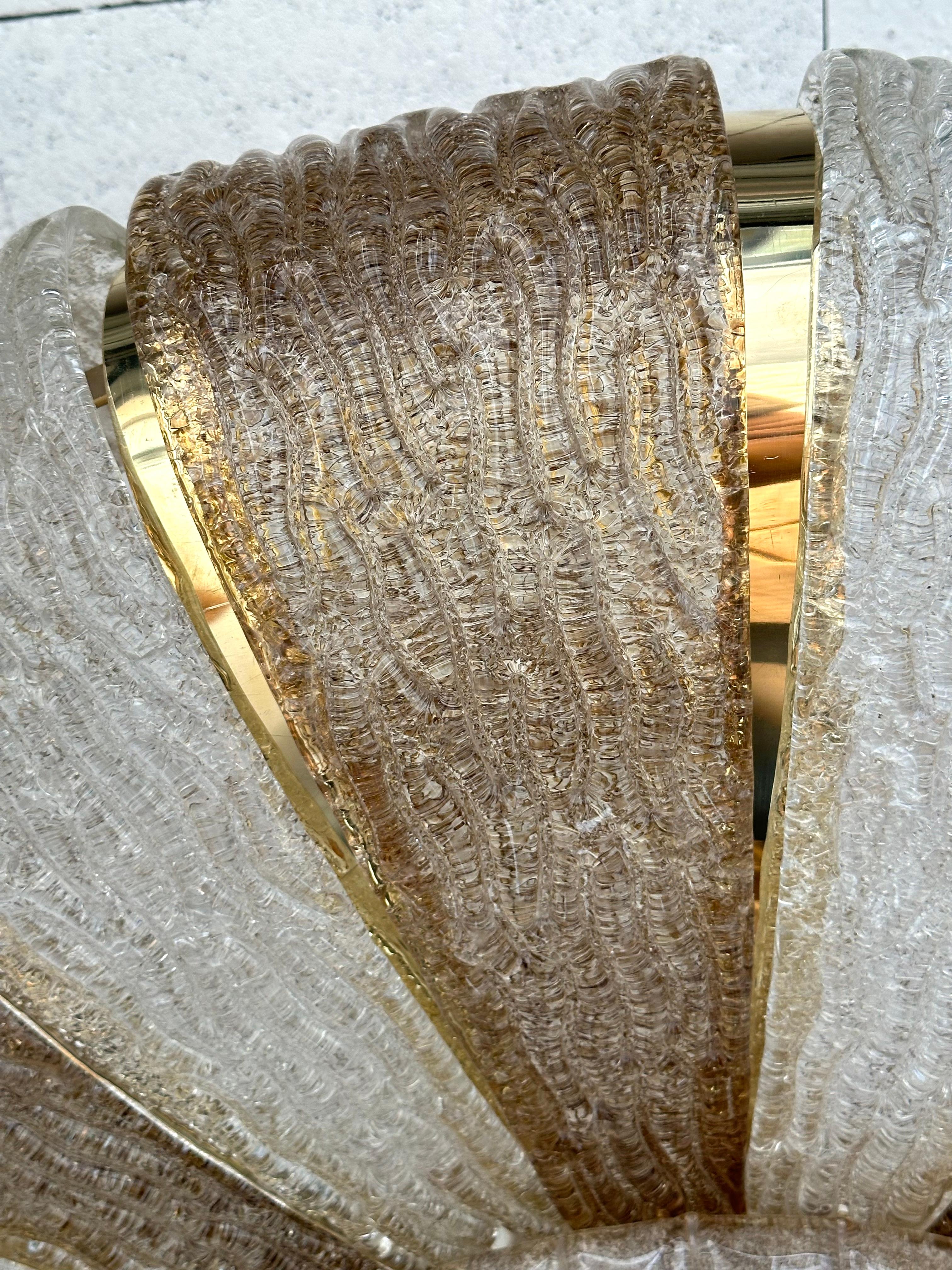 Large Contemporary Crown Chandelier Brass and Murano Glass , Italy For Sale 3