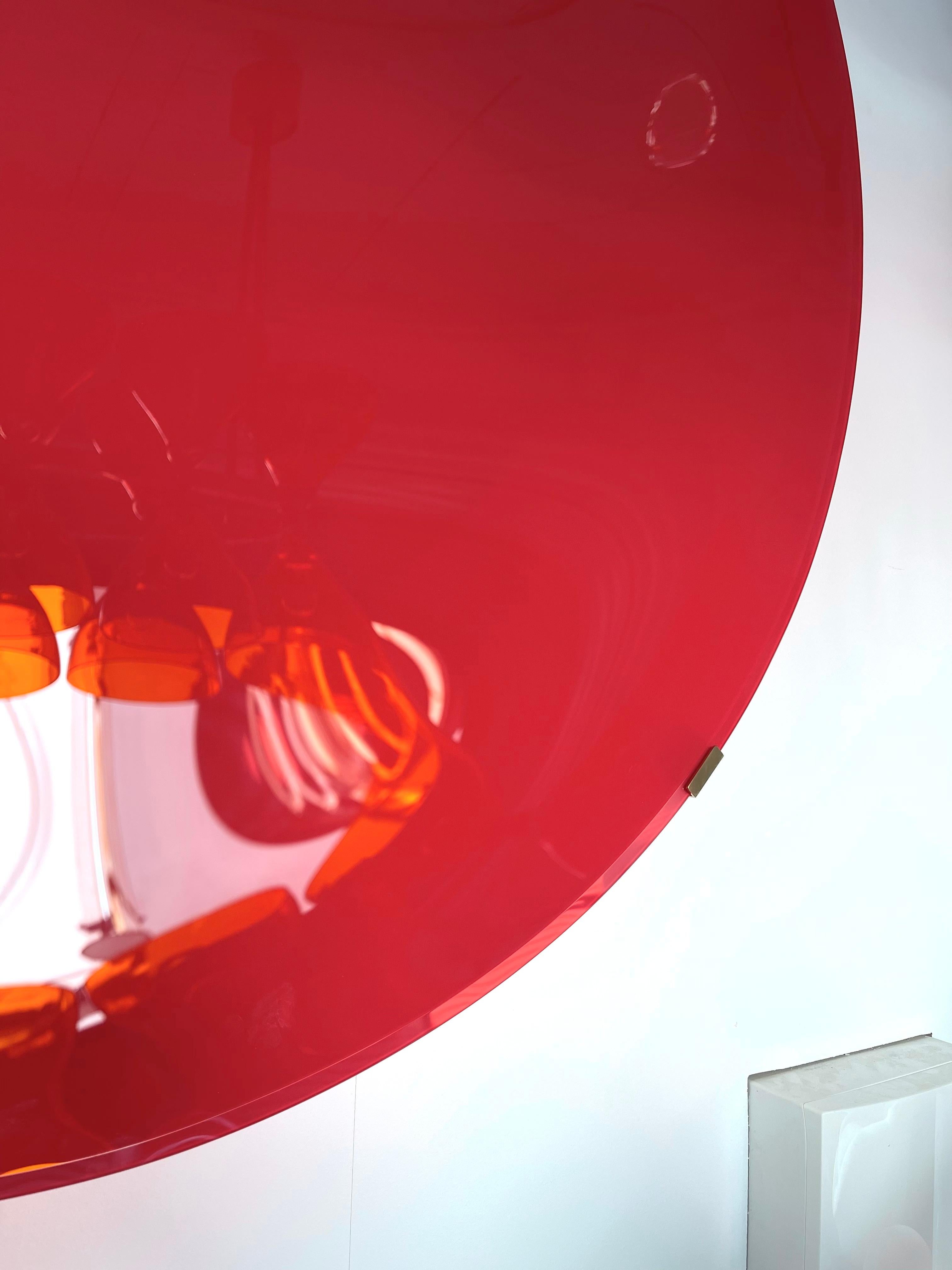 Großer zeitgenössischer konkaver rosa Mat-Spiegel mit Kurven, Italien im Angebot 3