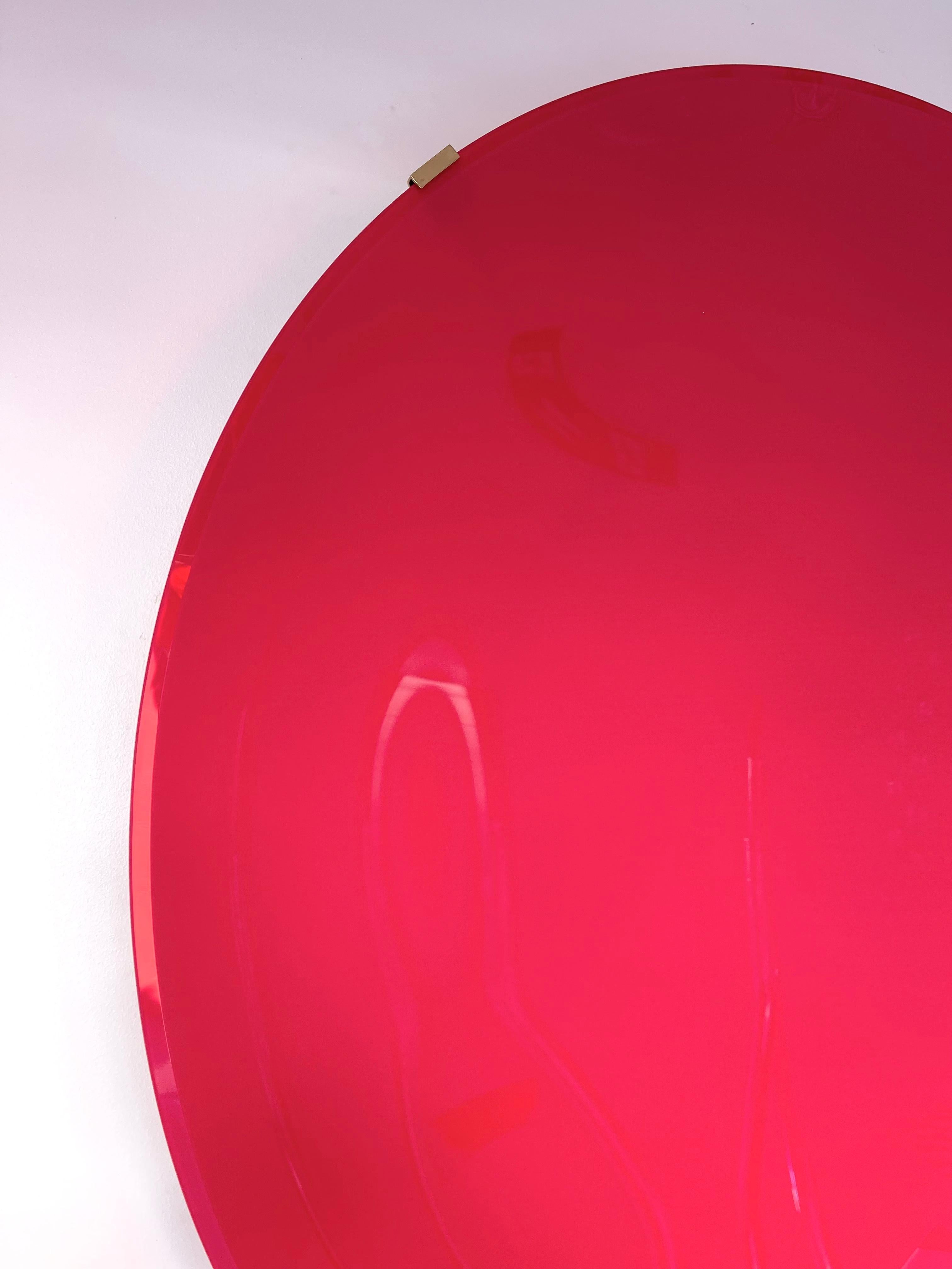 Großer zeitgenössischer konkaver rosa Mat-Spiegel mit Kurven, Italien im Angebot 4