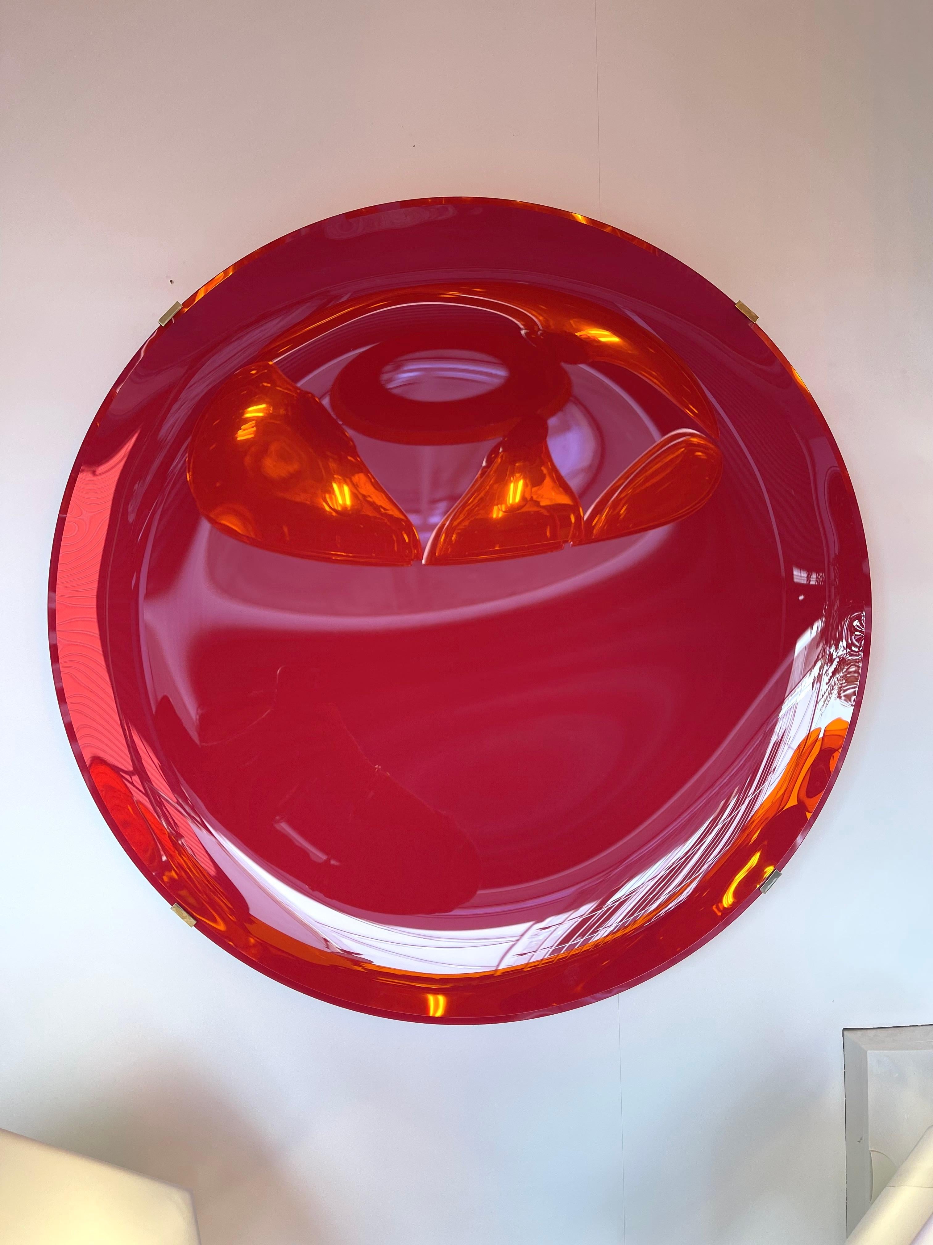 Grand miroir contemporain courbe concave rose en mat, Italie en vente 7