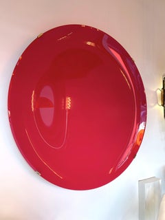Grand miroir contemporain courbe concave rose en mat, Italie