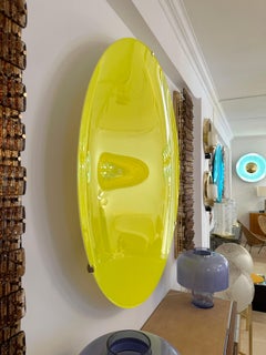 Large Contemporary Curve Concave Yellow Mirror, Italy